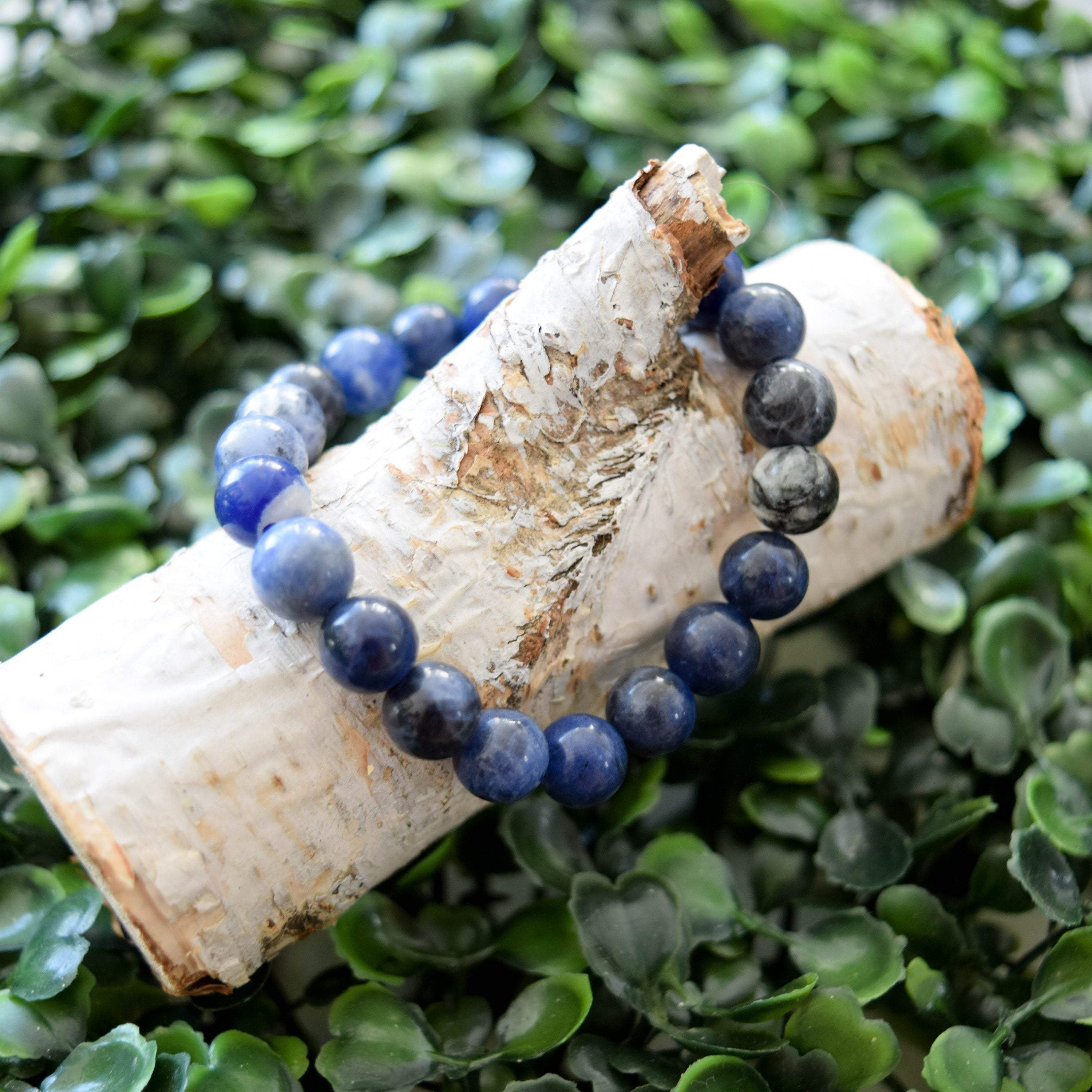 Sodalite Healing Crystal Mala Bracelet - Natural Stone Beads for Meditation, Stress Relief & Spiritual Balance | Perfect for Yoga, Mindfulness & Chakra Healing