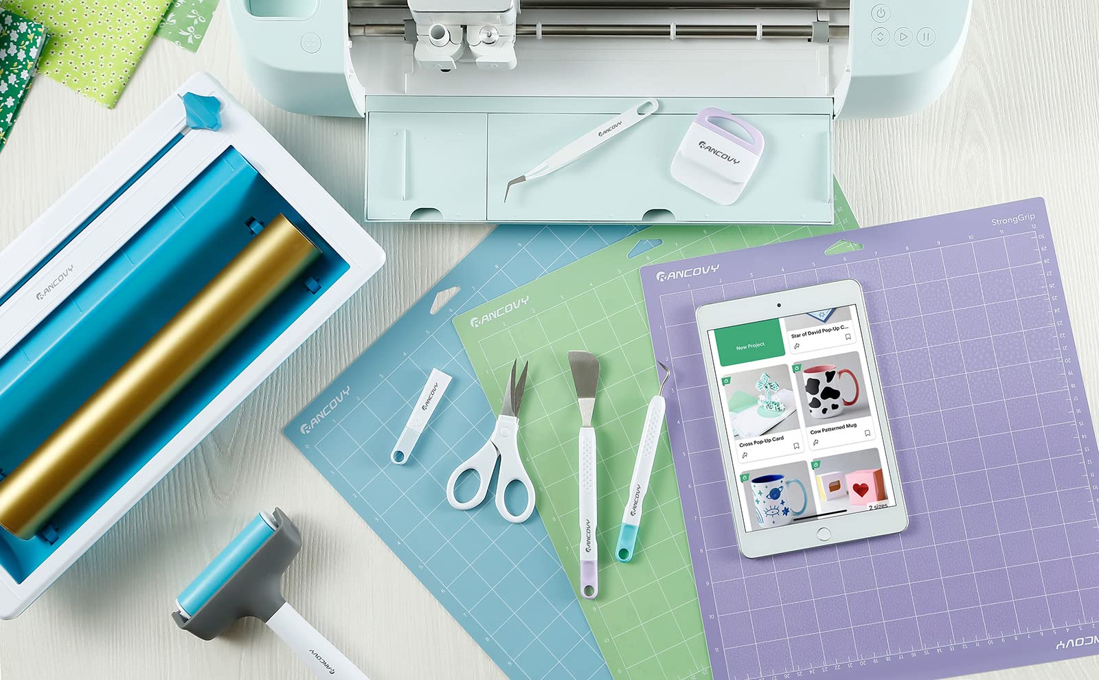 RANCOVY Cutting Mat for Cricut Maker 3, Maker, Explore 3, Air 2, Air, One - 12x12 Inch StandardGrip/LightGrip/StrongGrip Adhesive Cricket Cutting Mats - Perfect for DIY Crafts, Vinyl Projects, and Scrapbooking