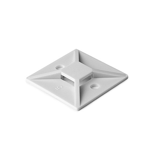 HellermannTyton MB5A10C2 4-Way Cable Tie Mounting Base - White | Durable Nylon Cable Management for Organizing Wires in Home, Office & Industrial Use
