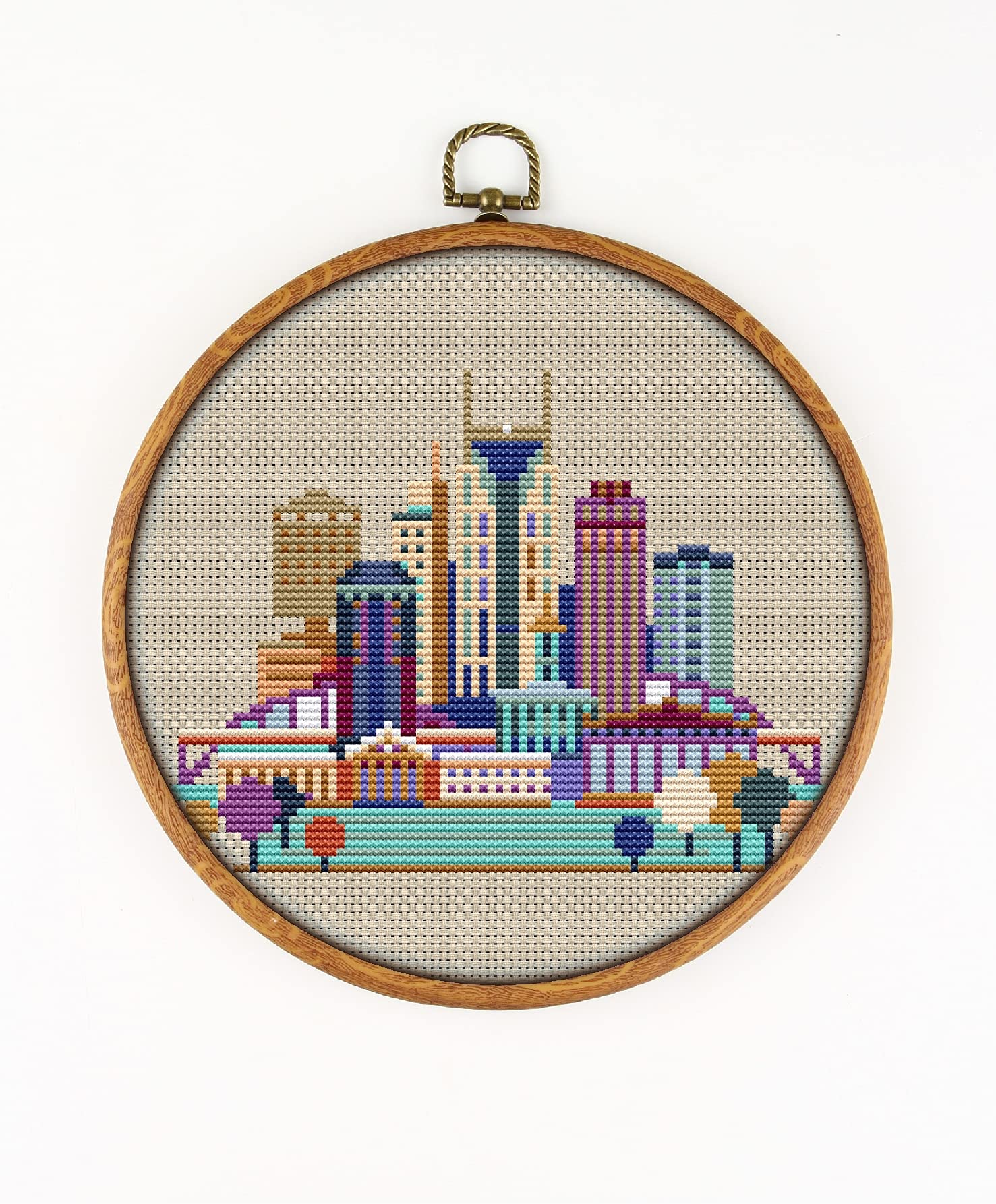 Nashville K098 Counted Cross Stitch Kit with Threads, Needles, Fabric, Clippers & Needle Threader - Complete Embroidery Starter Kit for Beginners & Advanced Stitchers - Perfect for DIY Home Decor, Gifts & Craft Projects