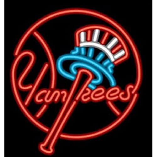 Queen Sense 17x14 Inch New York Yankees Neon Sign Light - Vintage LED Bar Decor for Man Cave, Sports Pub, Game Room & Home Theater - Perfect Gift for Baseball Fans