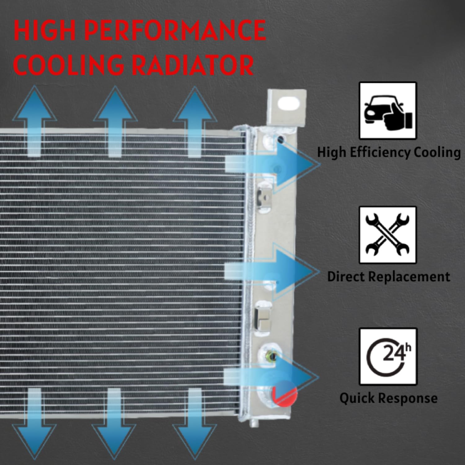 ReadyCool Aluminum Radiator for 2004-2008 Dodge Ram 1500 & 2004-2009 Ram 2500/3500 V8 5.7L - 3 Row Core Radiator with 16