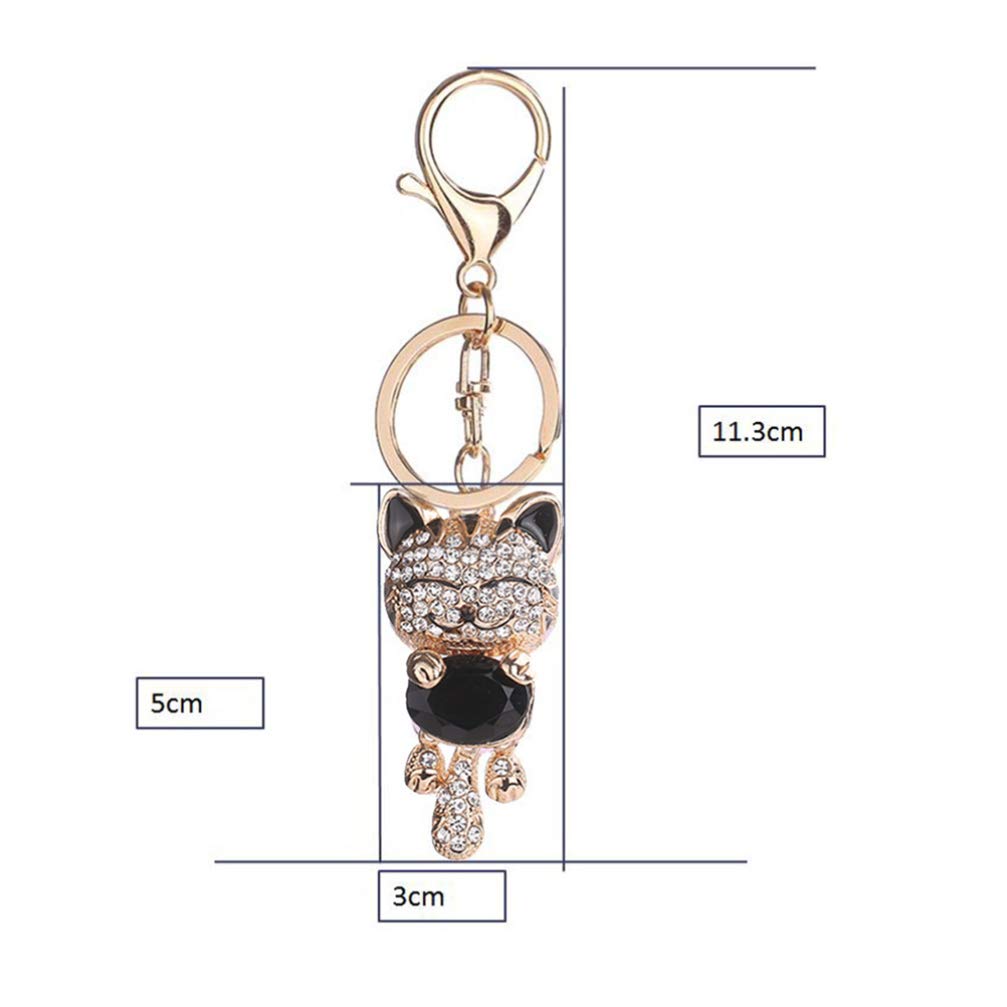 Lucky Cat Keychain - Crystal Maneki Neko Charm for Purse & Backpack - Fengshui Wealth Attractor for Travel & Daily Use