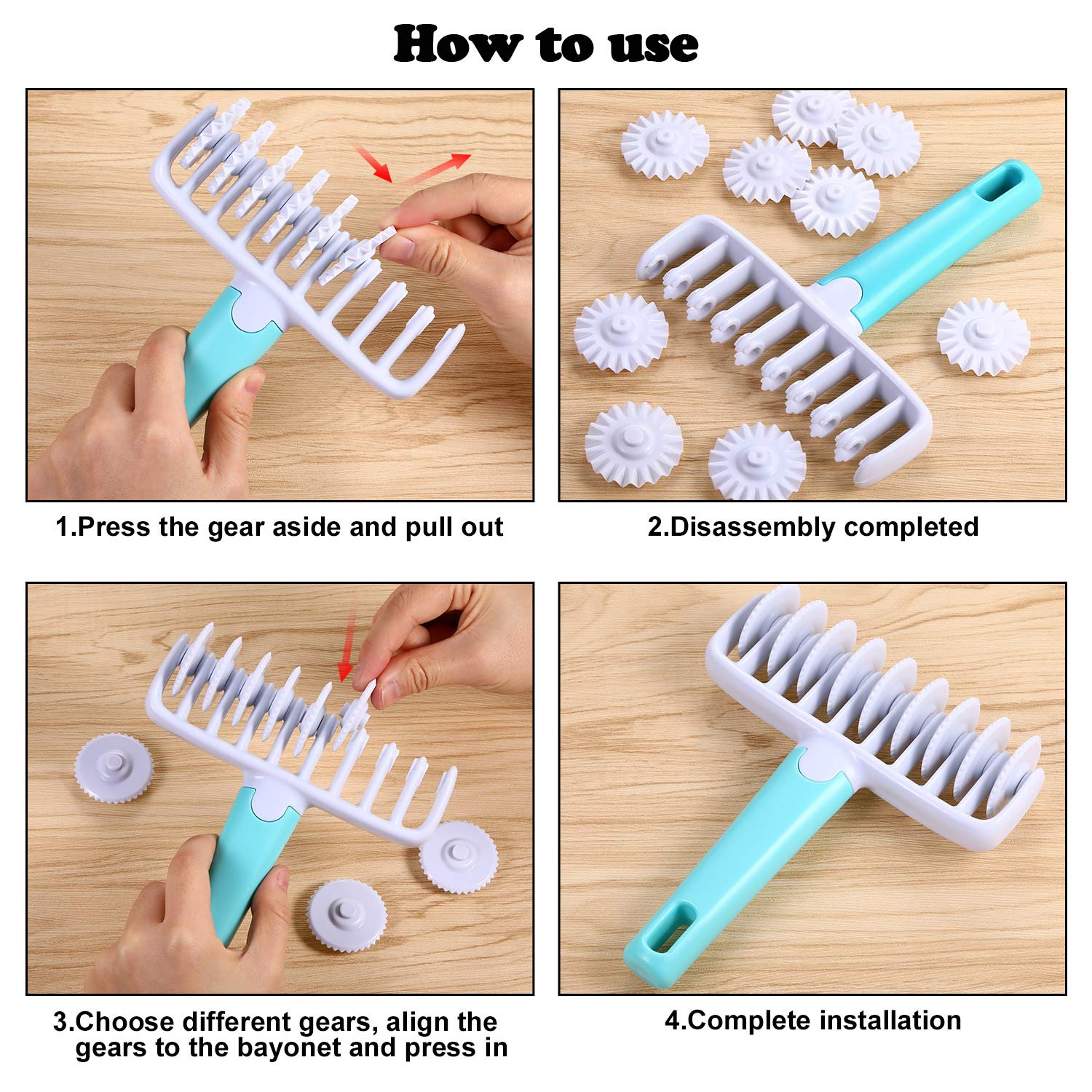 Fondant Ribbon Cutter Wheel Roller - 4-in-1 Dough Lattice & Embossing Tool Set for Pie, Pastry, Noodle & Baking | Perfect for Home Bakers & Professional Chefs