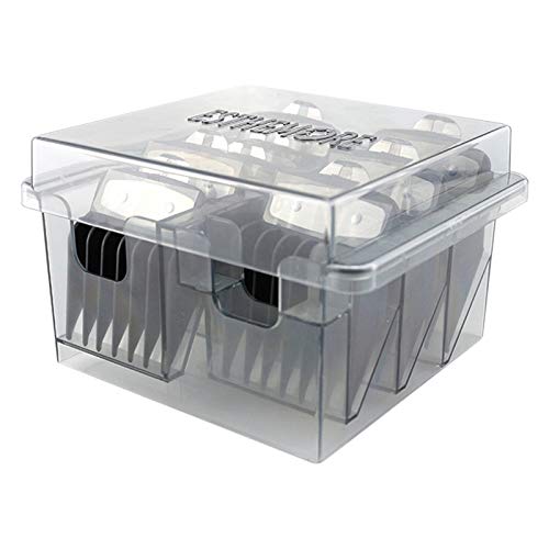 8-Piece Hair Clipper Trimmer Guide Comb Set with Grid Base Storage Box - Professional Barber Tools for Precision Hair Cutting & Styling (Perfect for Salon, Home Grooming & Travel)