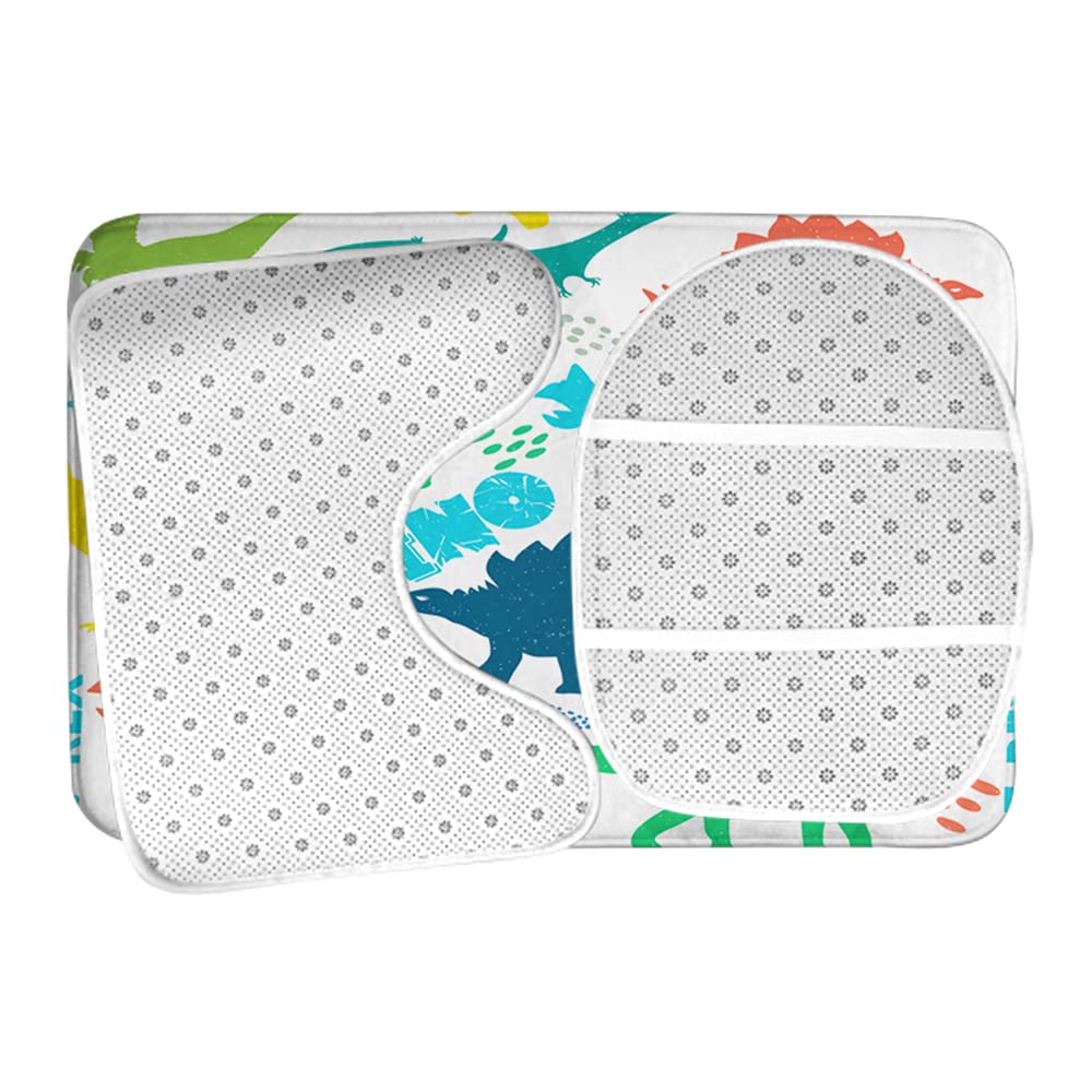 WONDERTIFY Dinosaur Triceratops Non-Slip Bathroom Rug Set - 3 Piece Bath Mat, Contour Mat & Toilet Lid Cover | Soft Absorbent, Waterproof Floor Mats for Kids & Adults - Perfect for Bathroom, Shower & Nursery Decor