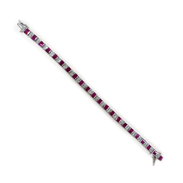 14K White Gold Ruby Bracelet for Women - Elegant & Dainty Jewelry Gift for Birthday, Anniversary & Valentine's Day - Perfect for Parties, Weddings & Special Occasions