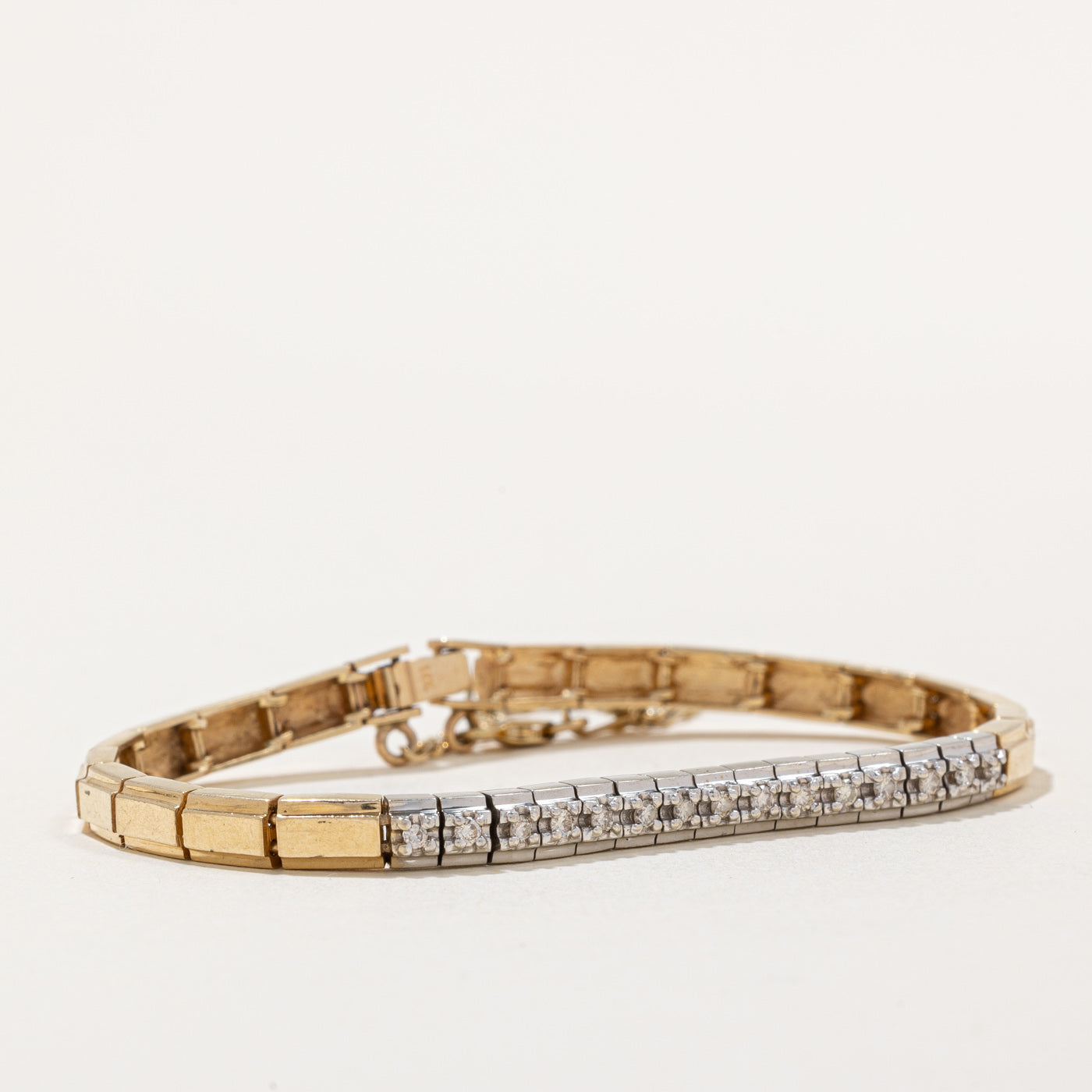 Two Tone Gold Illusion Diamond Bracelet for Women | 0.27ctw Diamond Tennis Bracelet | 7.5 Inch Adjustable | Perfect for Weddings, Anniversaries & Special Occasions
