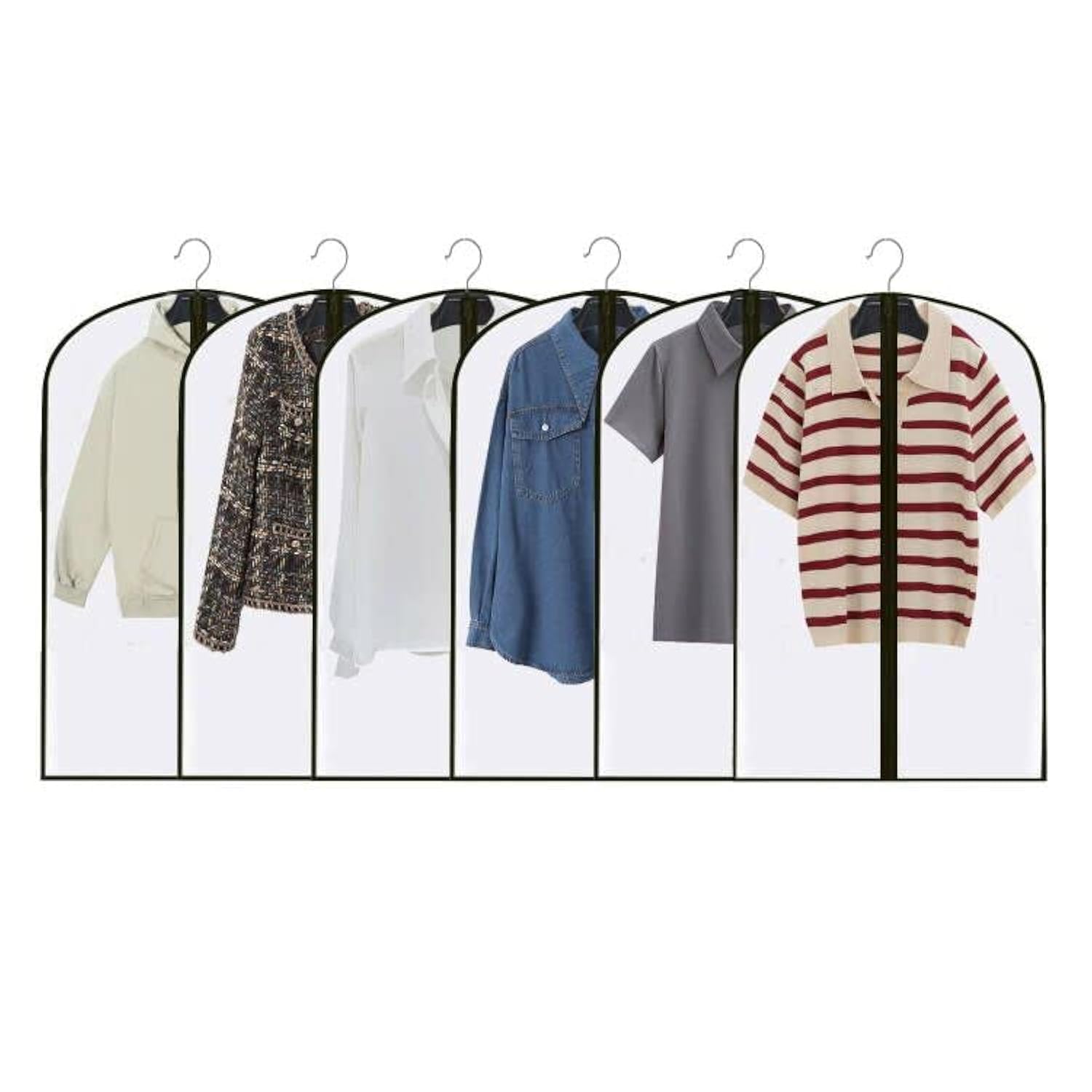 JSF 6-Pack Clear Garment Bags for Travel & Closet Storage - 24