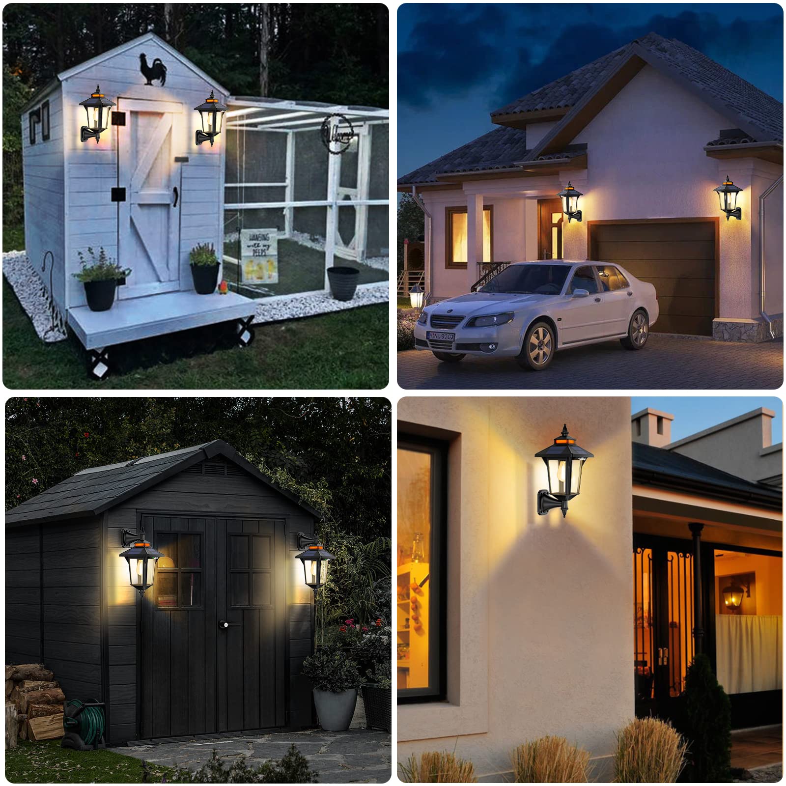 Aqonsie Solar Outdoor Porch Lights - 3 Lighting Modes, Motion Sensor, Waterproof Wall Sconce - Perfect for Barn, Shed, Yard, Garage & Chicken Coop - Enhance Your Outdoor Decor & Security