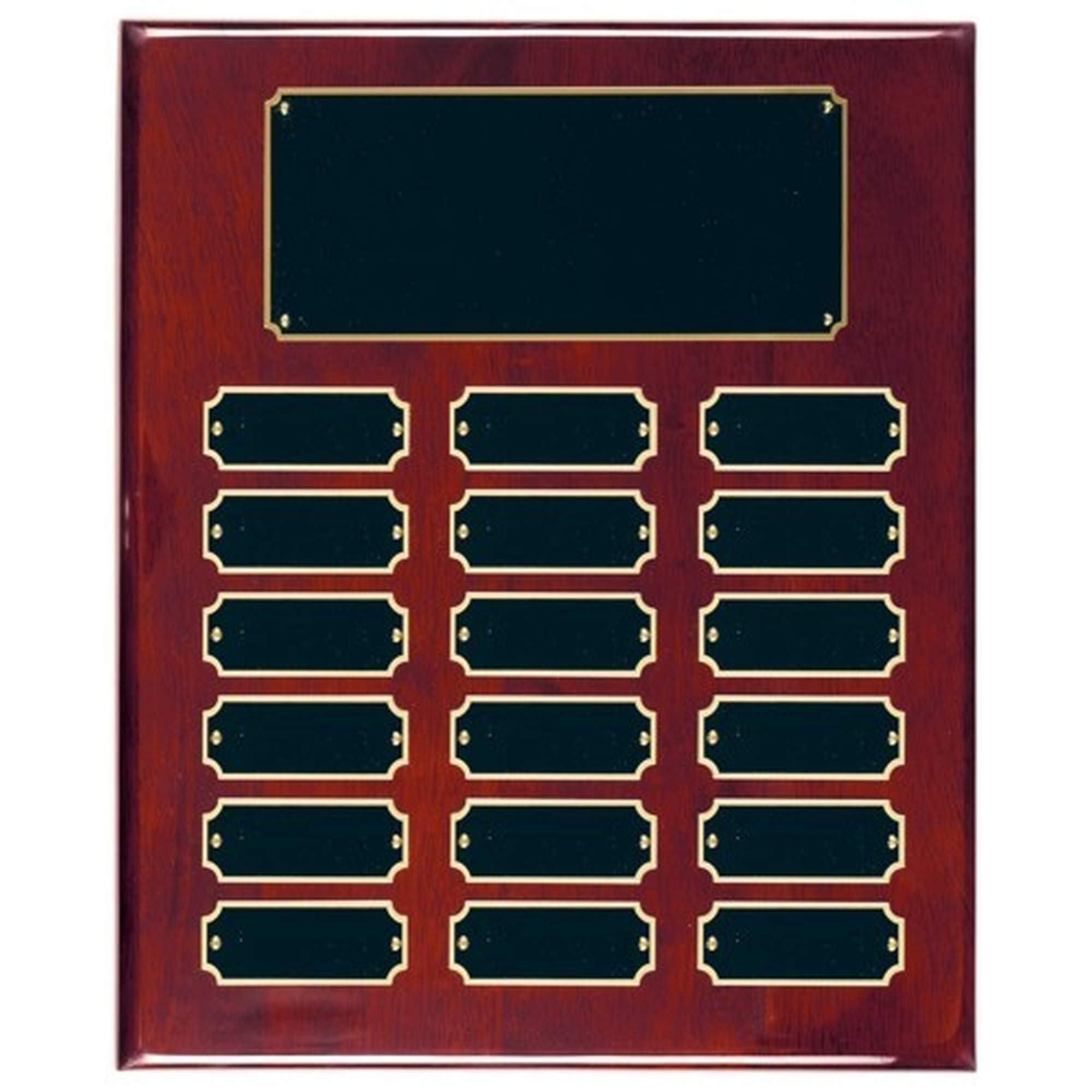 Perpetual Plaque Award with Multiple Name Plates - 10.5X13 Rosewood Gloss Finish Trophy for Sports, Employee Recognition & Achievement Awards | Perfect for Corporate Events, School Competitions & Team Celebrations