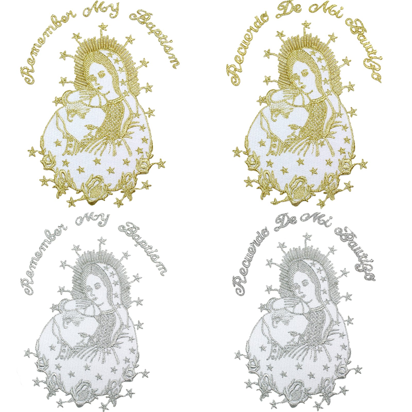 Baby Boy Baptism Tuxedo - White Paisley Design with Silver Virgin Mary & Pope Back Embellishment (Size SM-7) | Perfect for Christening, First Communion & Special Occasions