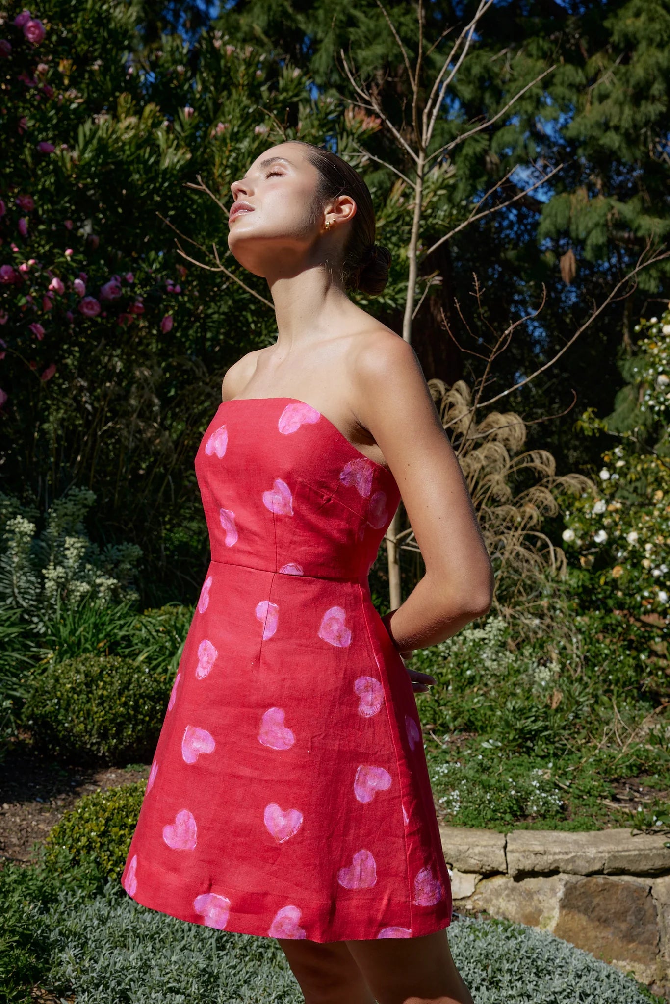 Beatrix Dress in Crimson Heart - Elegant Women's Floral Dress for Casual Wear, Date Night & Special Occasions