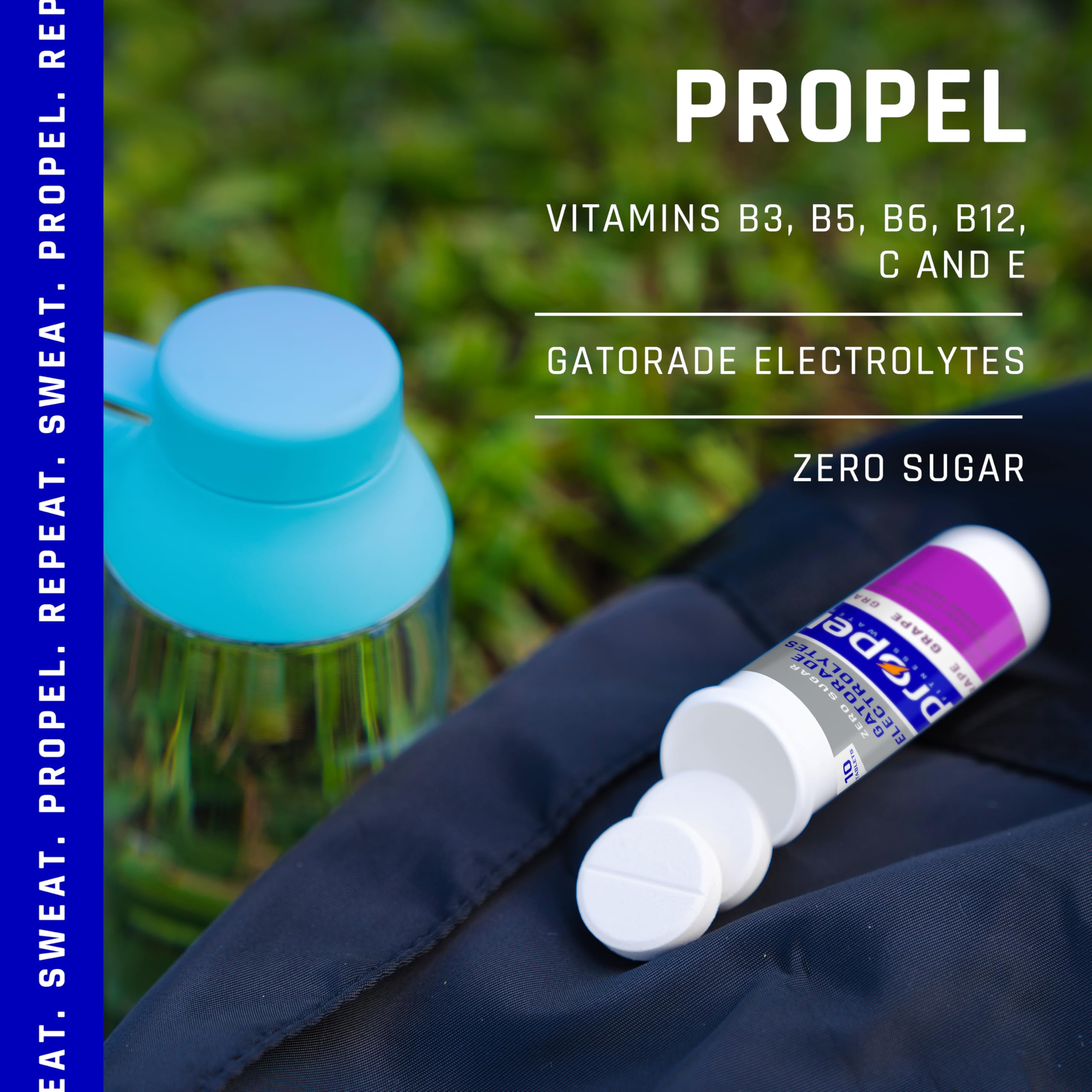 Propel Fitness Water Tablets - Grape Flavor, 10 Count Tube (Pack of 8) | Electrolyte Hydration for Workouts, Running & Active Lifestyle | Ideal for Gym, Hiking & Sports Recovery