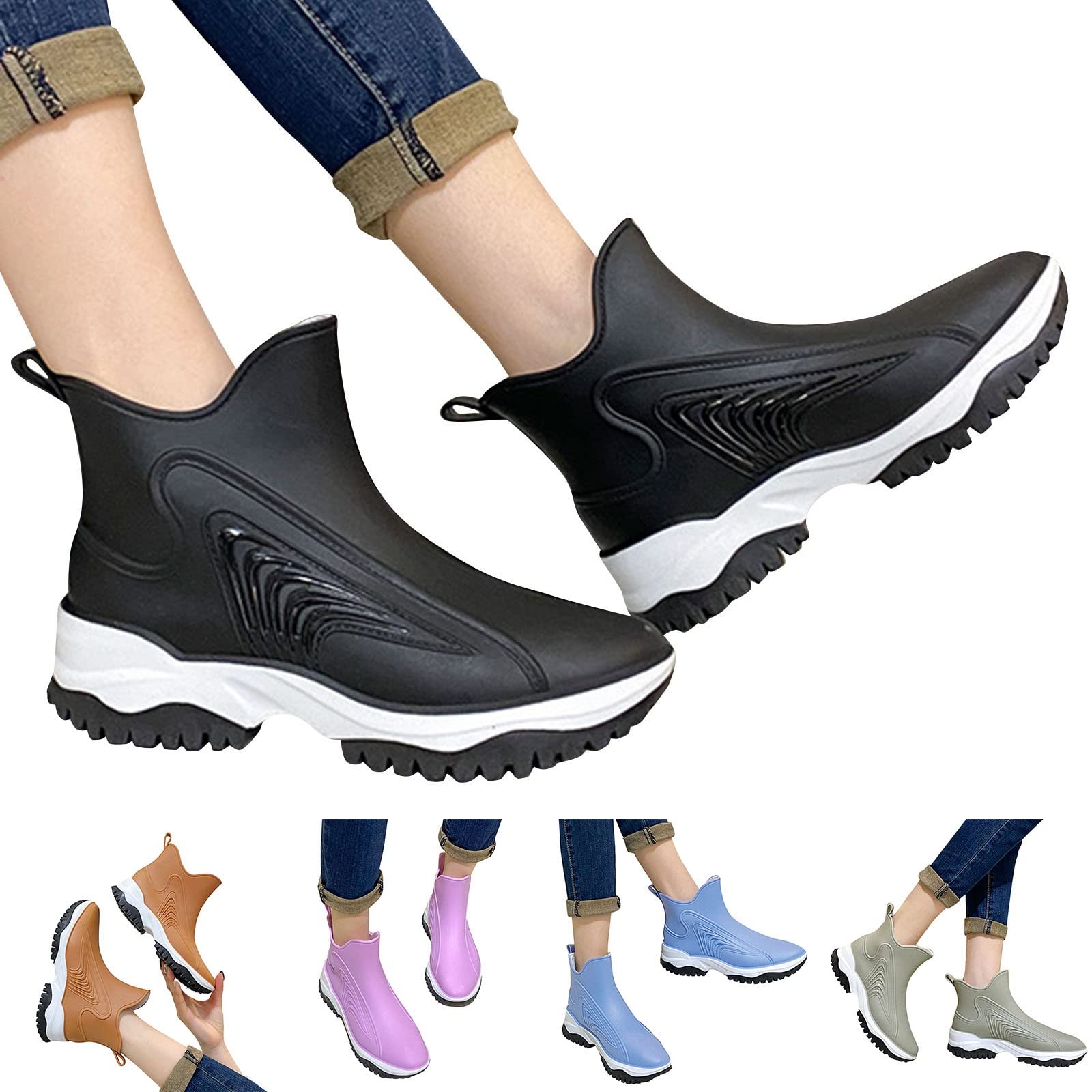 Women's Waterproof Wellington Boots - Lightweight Non-Slip Rain & Snow Boots for Farming, Gardening (Wide Calf Design) - Perfect for Outdoor Work, Hiking & Wet Weather Activities