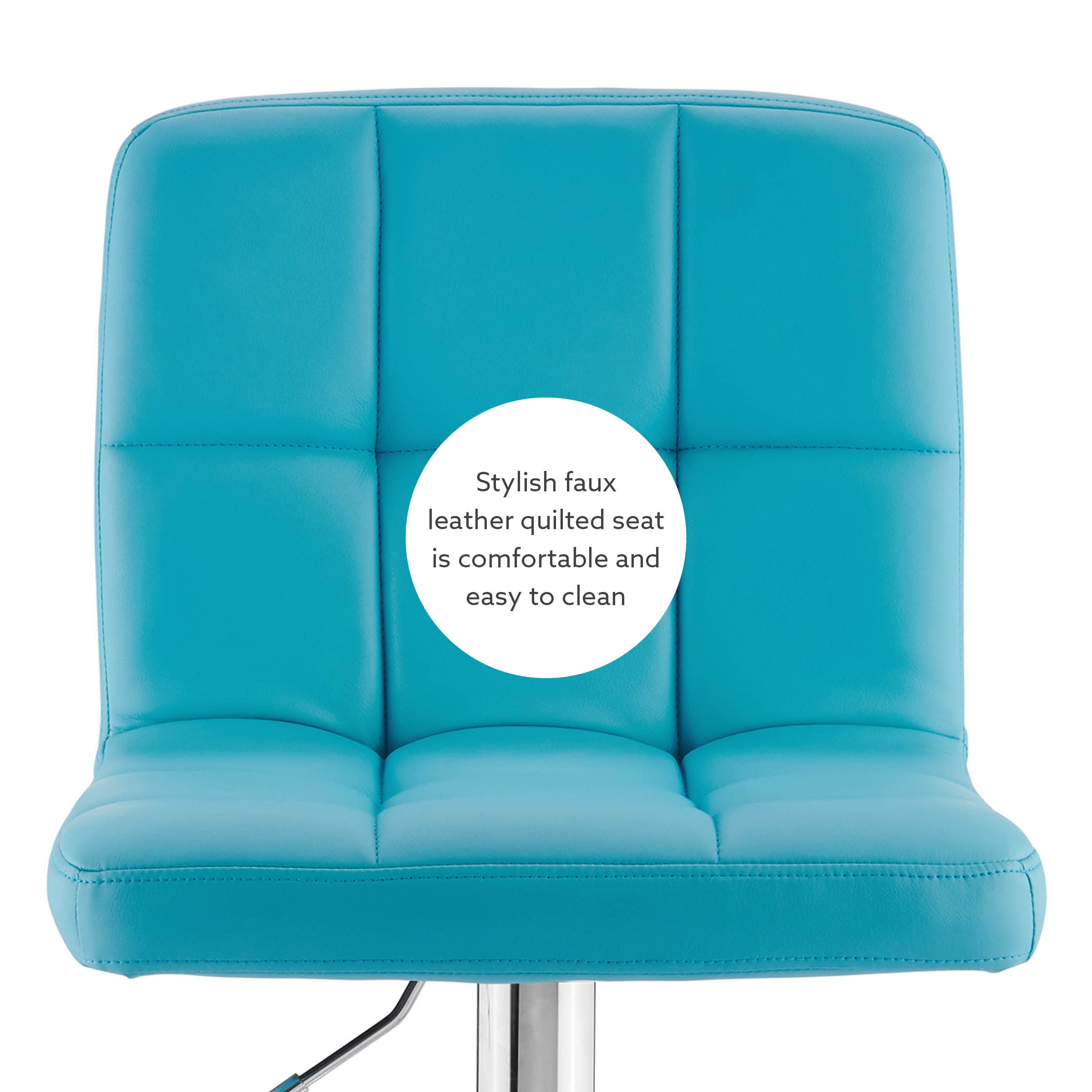Powell Clayton Adjustable Bar Stool - Teal Faux Leather & Chrome Metal Finish - Modern Kitchen Island, Breakfast Nook & Home Bar Seating