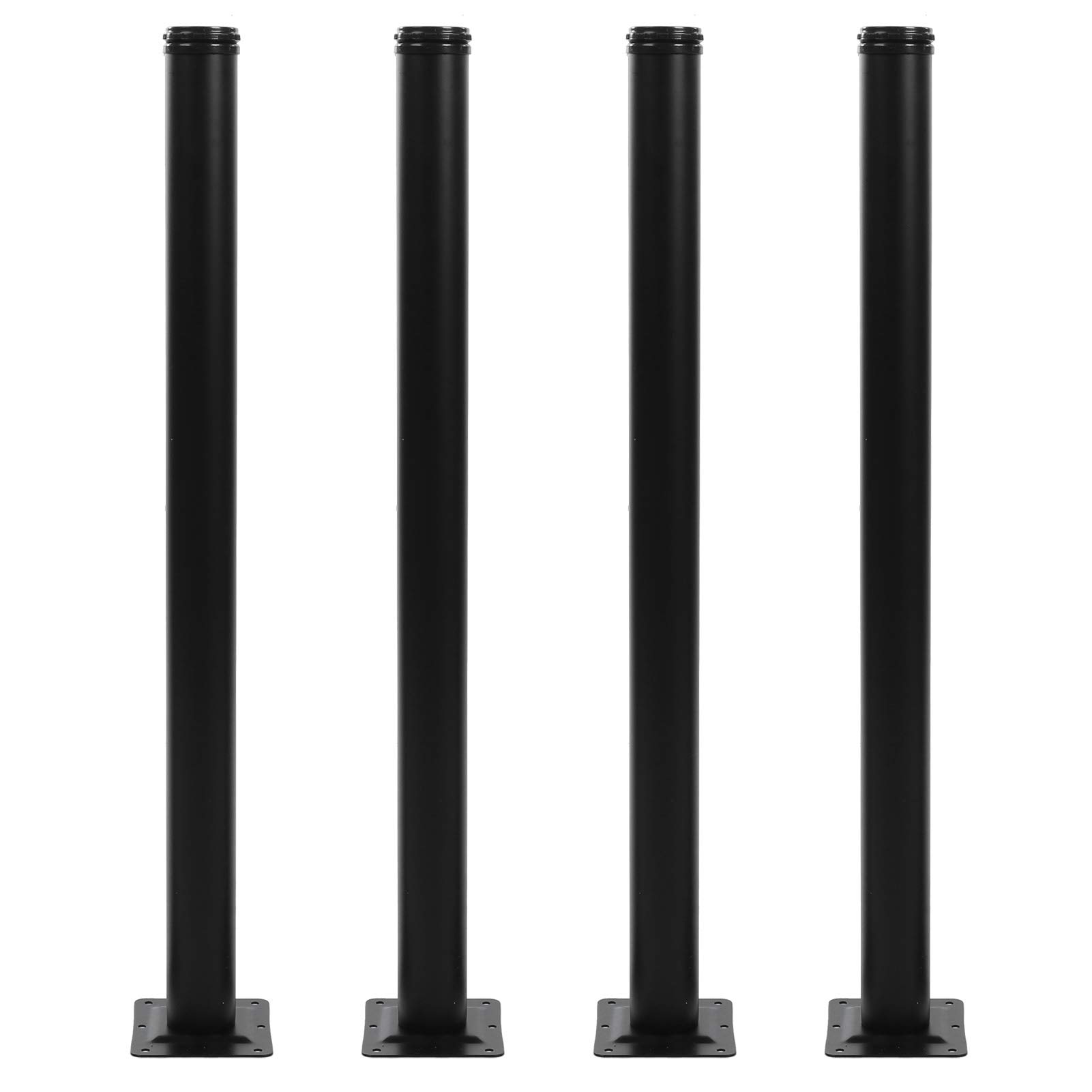 Adjustable Round Pipe Table Legs 4-Piece Set - 30 Inch DIY Furniture Legs for Office Desk, Dining Table & Workbench - Heavy Duty Steel Home Decor Accessories (Perfect for Modern Industrial Style Spaces)