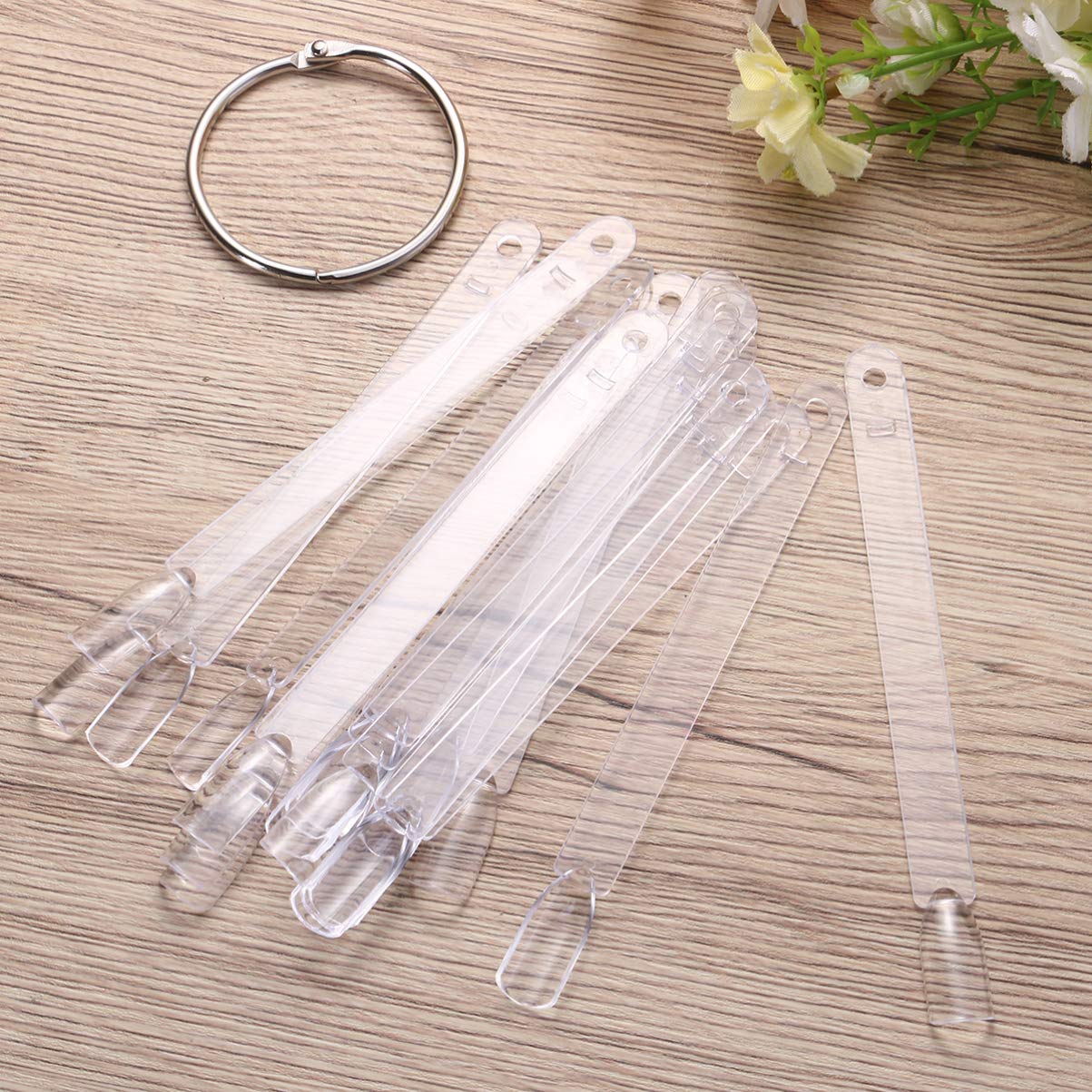50pcs Clear Fan-Shaped False Nail Tips - Minkissy Nail Art Display Stand with Metal Ring for Salon & Practice | Perfect for Nail Polish Showcase, Manicure Training & Retail Display