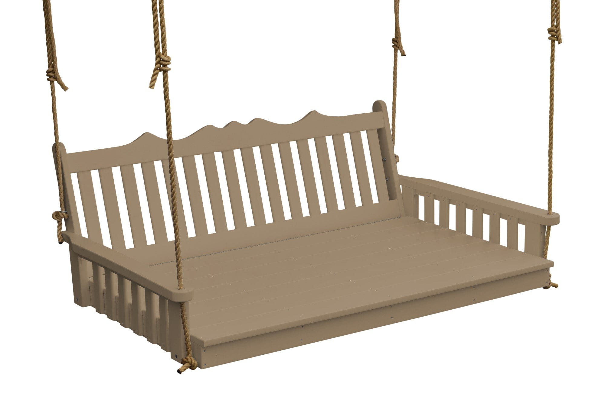 Keystone Amish Co. 6 Foot York Recycled Plastic Swing Bed - Weather-Resistant Weathered Wood Finish - Perfect for Porch, Patio, or Garden Relaxation