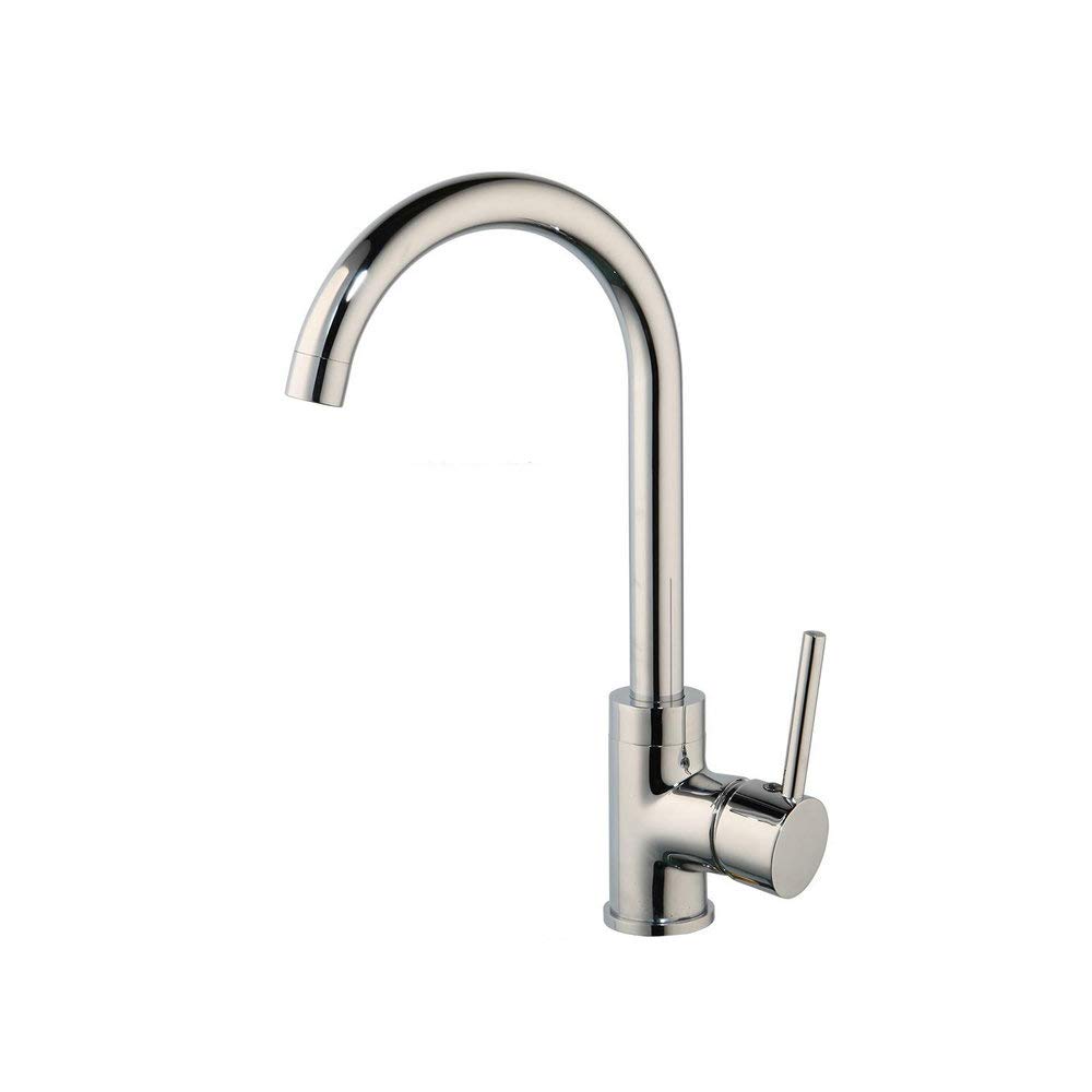 Premium Stainless Steel Single Handle Deck Mounted Kitchen & Bathroom Faucet - Chrome Polished Hot & Cold Water Mixer Tap for Modern Home Sinks (Perfect for Cooking, Washing Dishes & Personal Hygiene)