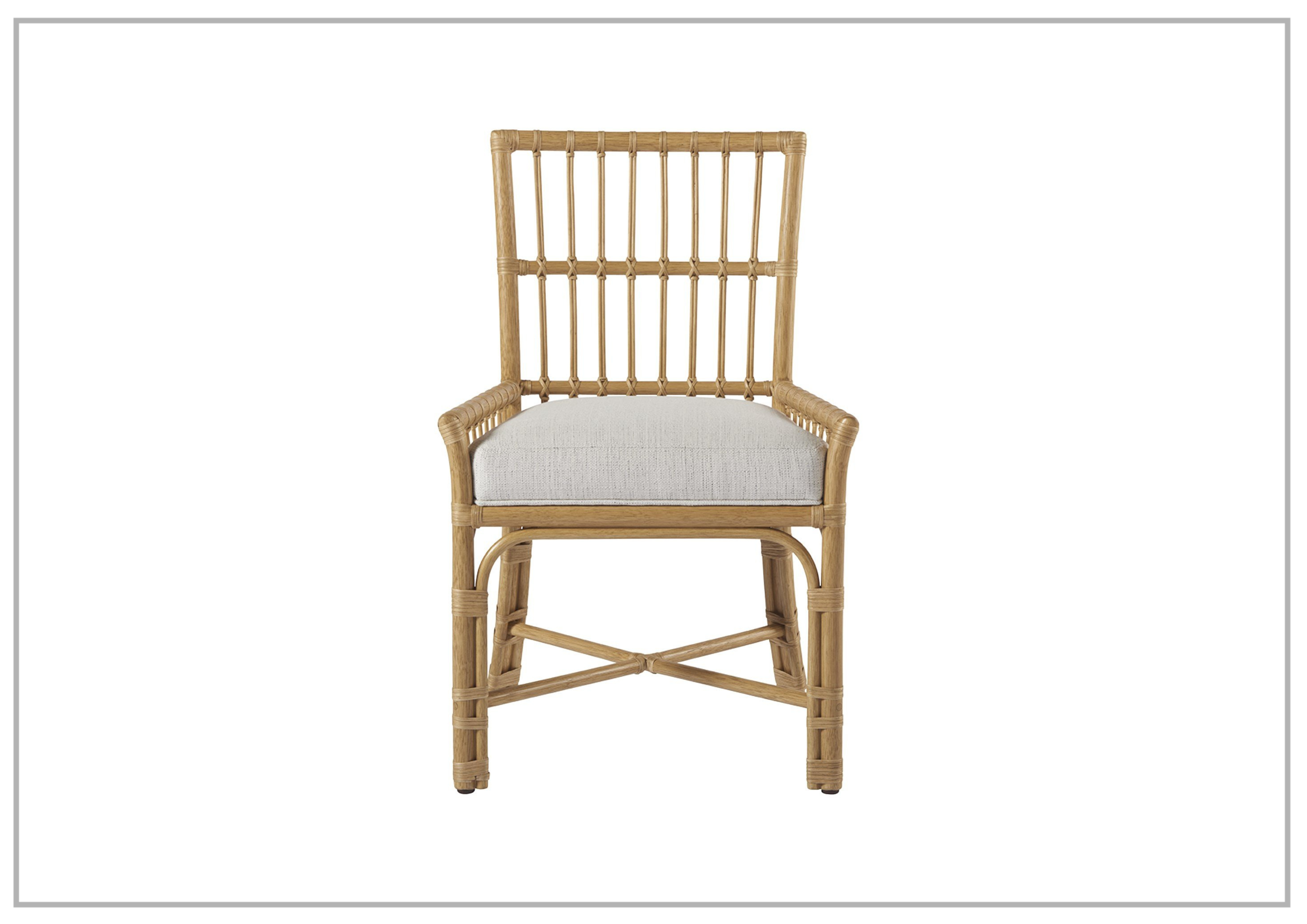 Universal Furniture Clearwater White Fabric Low Arm Chair with Rattan Finish - Modern Accent Chair for Living Room, Bedroom, or Office - Comfortable Seating with Stylish Woven Design