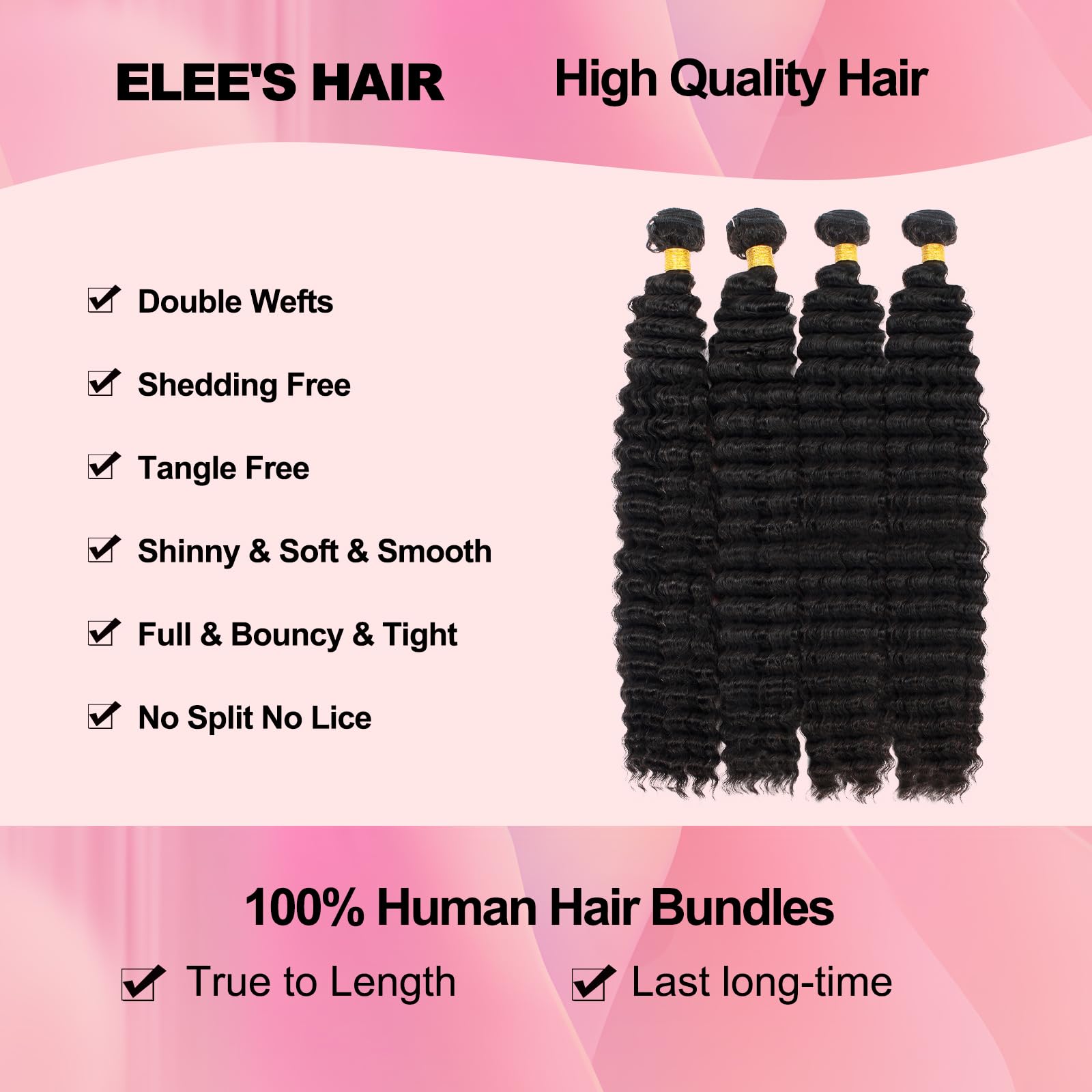 100% Unprocessed Brazilian Virgin Hair Deep Wave 4 Bundles 12A Grade - Remy Human Hair Weave Extensions (22 24 26 28 Inch) Natural Black Color for Stunning Curly Hairstyles - Perfect for Daily Wear, Parties & Special Occasions