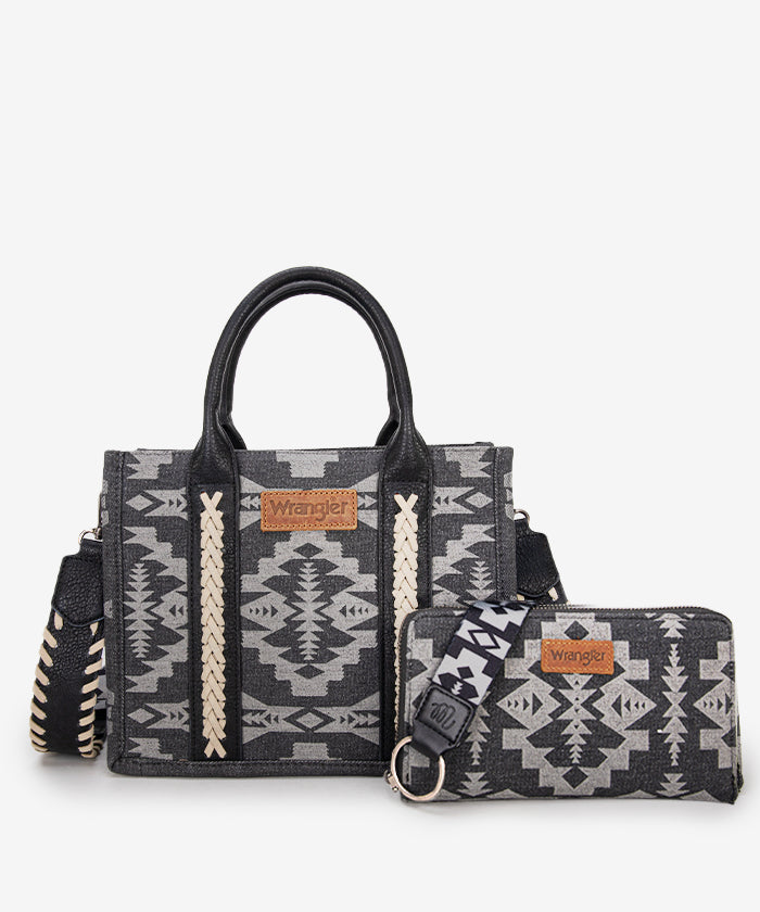 Wrangler Aztec Print Tote Bag Set - Stylish & Durable Cotton Tote Bags for Women - Perfect for Shopping, Beach, Travel & Everyday Use