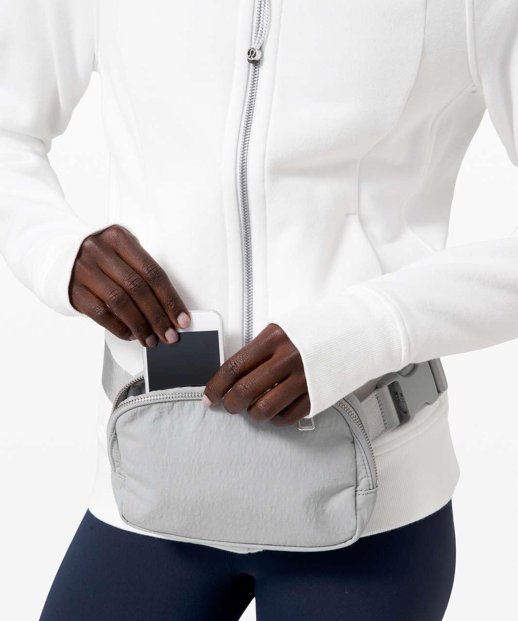 Trendy Waterproof Fanny Pack Crossbody Bag for Women & Men - Small Sling Waist Pack, Mini Belt Bag for Travel, Running, Hiking & Everyday Use - Lulu Dupe in Ash Color