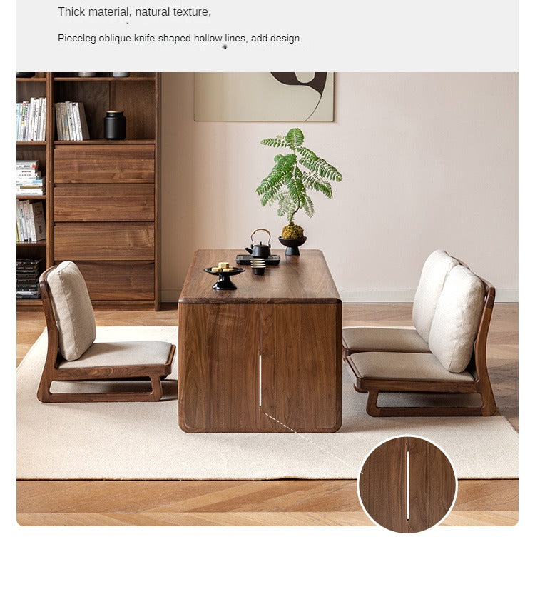 Premium Black Walnut Solid Wood Modern Coffee Table - Mid-Century Style Living Room Furniture for Home & Office Decor
