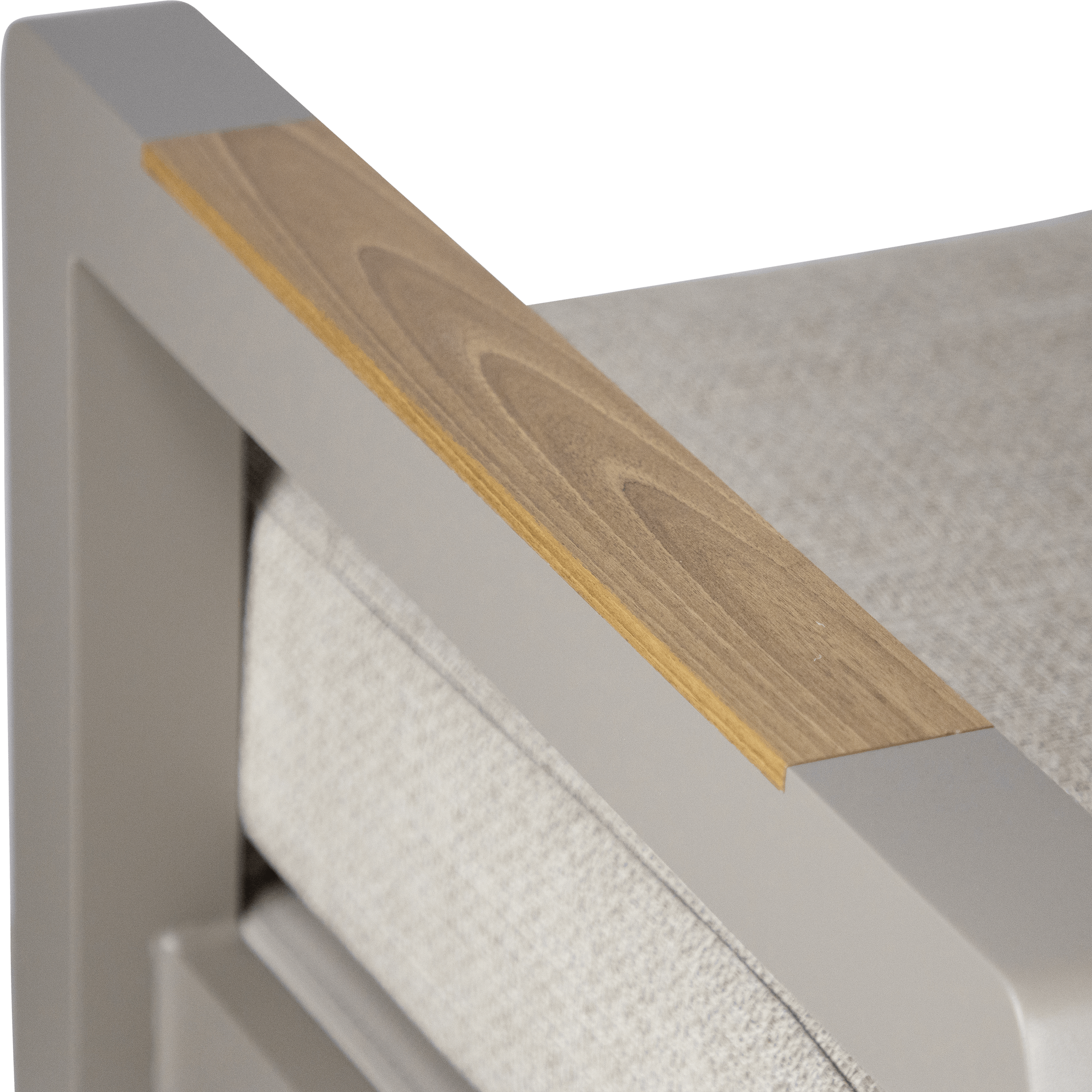 Atlanta Reclining Armchair in Taupe with Latte Spun Polyester Cushions & Polywood Accent - Perfect for Living Room, Home Theater & Relaxation Spaces
