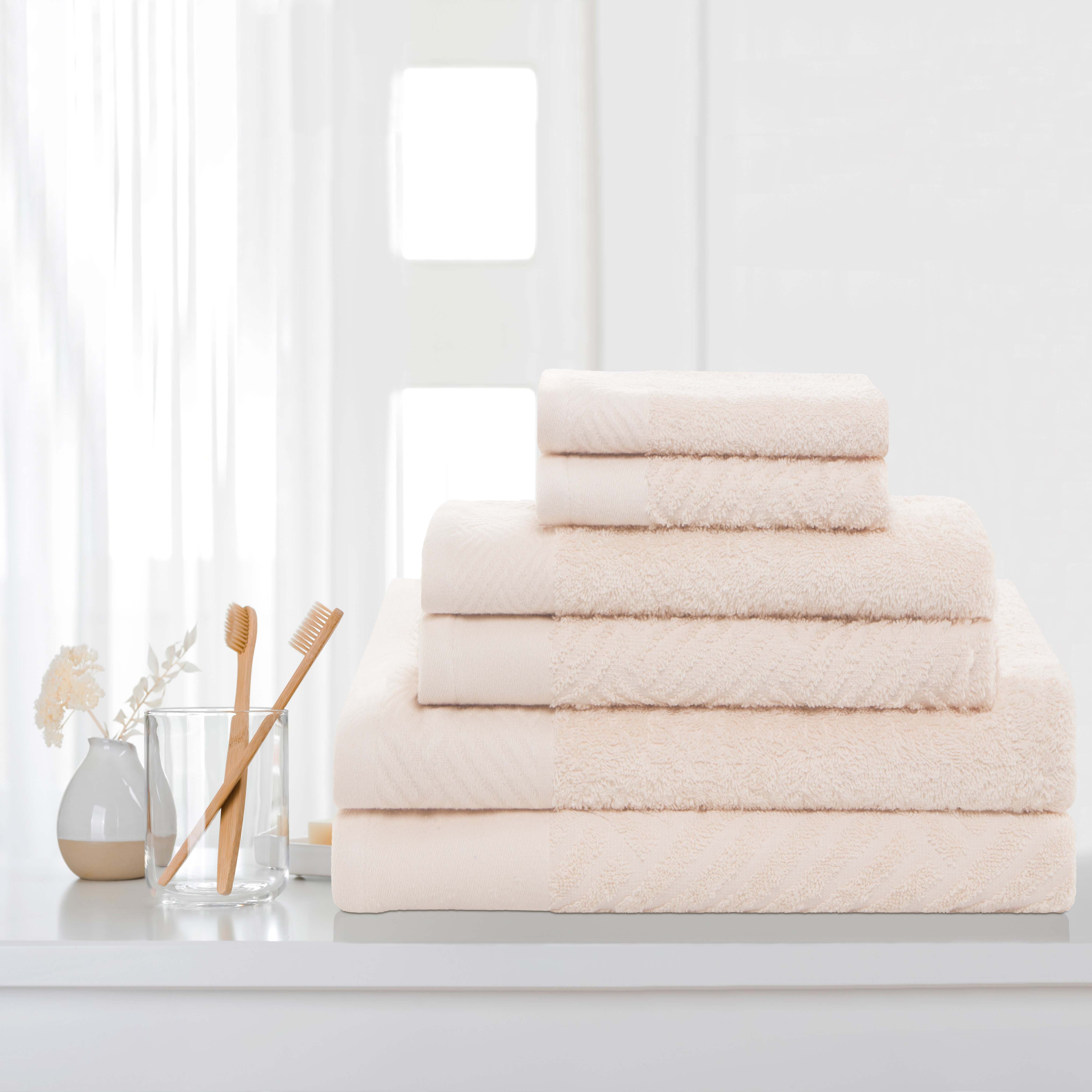 Luxury 6-Piece Egyptian Cotton Towel Set - Basketweave Jacquard & Solid Design - Ultra Soft & Absorbent Bath Towels for Spa, Hotel, or Home Use