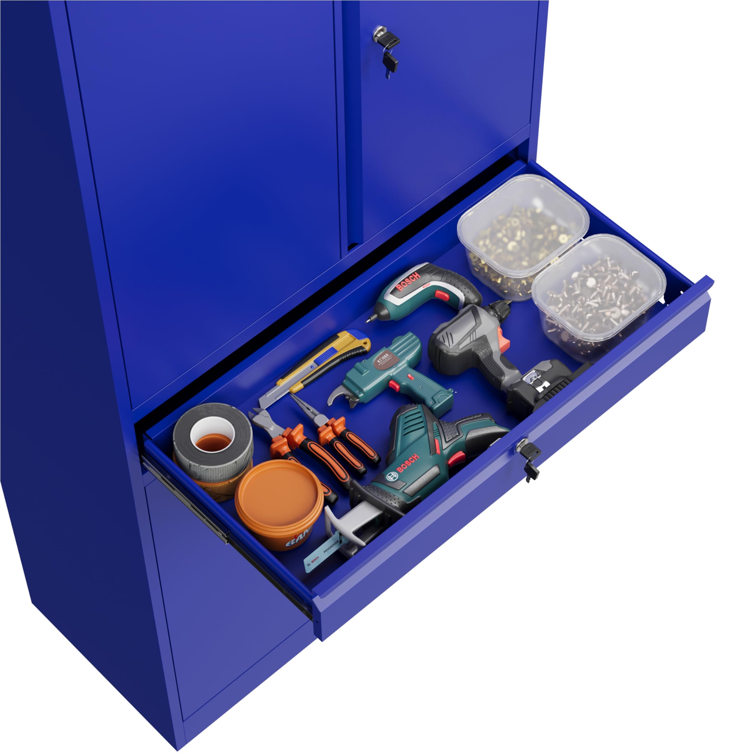 Heavy-Duty Metal Storage Cabinet with Wheels & Lock - 73