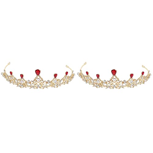 FRCOLOR 2 Pack Baroque Tiara Crown with Rhinestones - Elegant Jeweled Headband for Women, Bridal Tiaras, Princess Costume, Prom Queen, Pageant, Cosplay, and Special Occasions