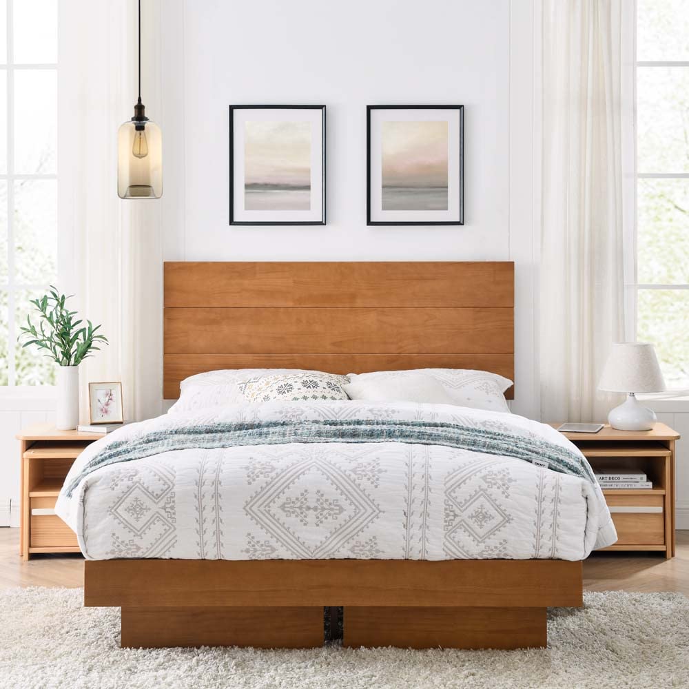 Solid Wood Headboard for Queen & King Size Beds - Teak Flat Panel Design | Compatible with Floating Bed Frames | Perfect for Modern Bedrooms & Guest Rooms