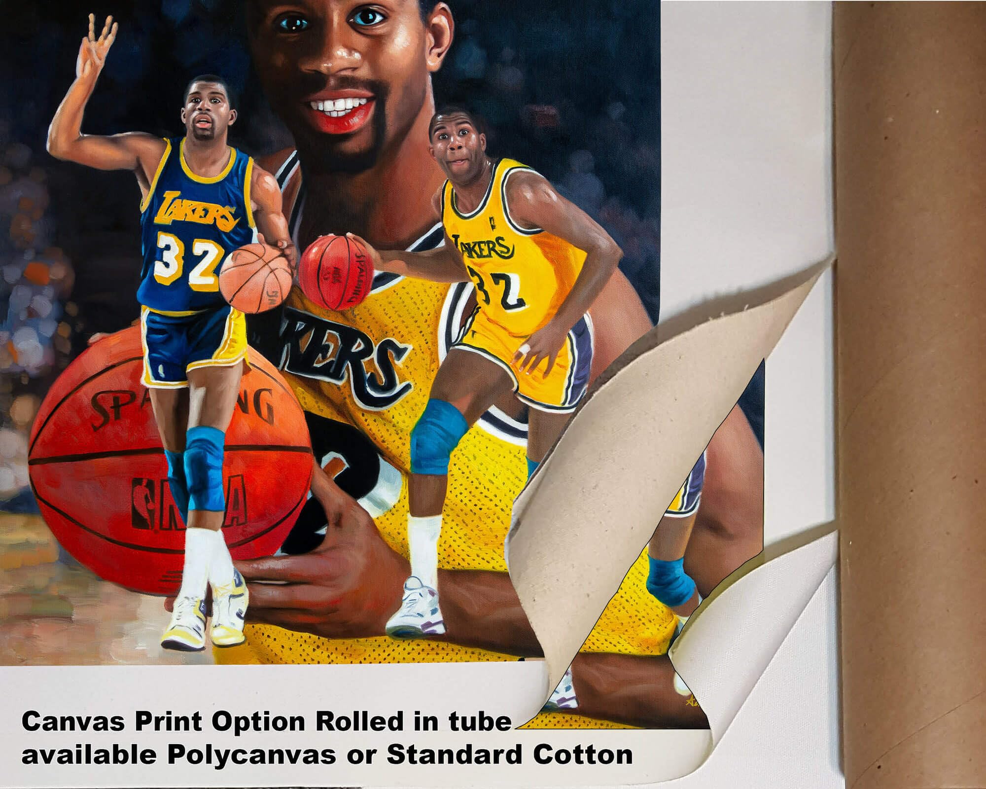 Magic Johnson LA Lakers NBA Basketball Art Print - 31x40 Polyester Canvas Wall Decor for Sports Fans & Man Cave