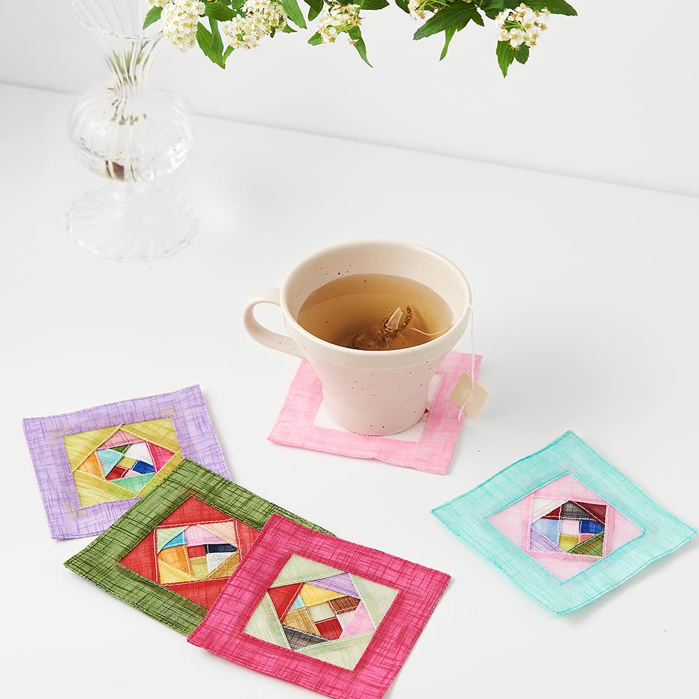 Korean Traditional Ramie Patchwork Rectangle Coasters Set of 5 - Eco-Friendly Home Decor, Housewarming Gift for New Home, Perfect for Coffee Table & Dining Table Use