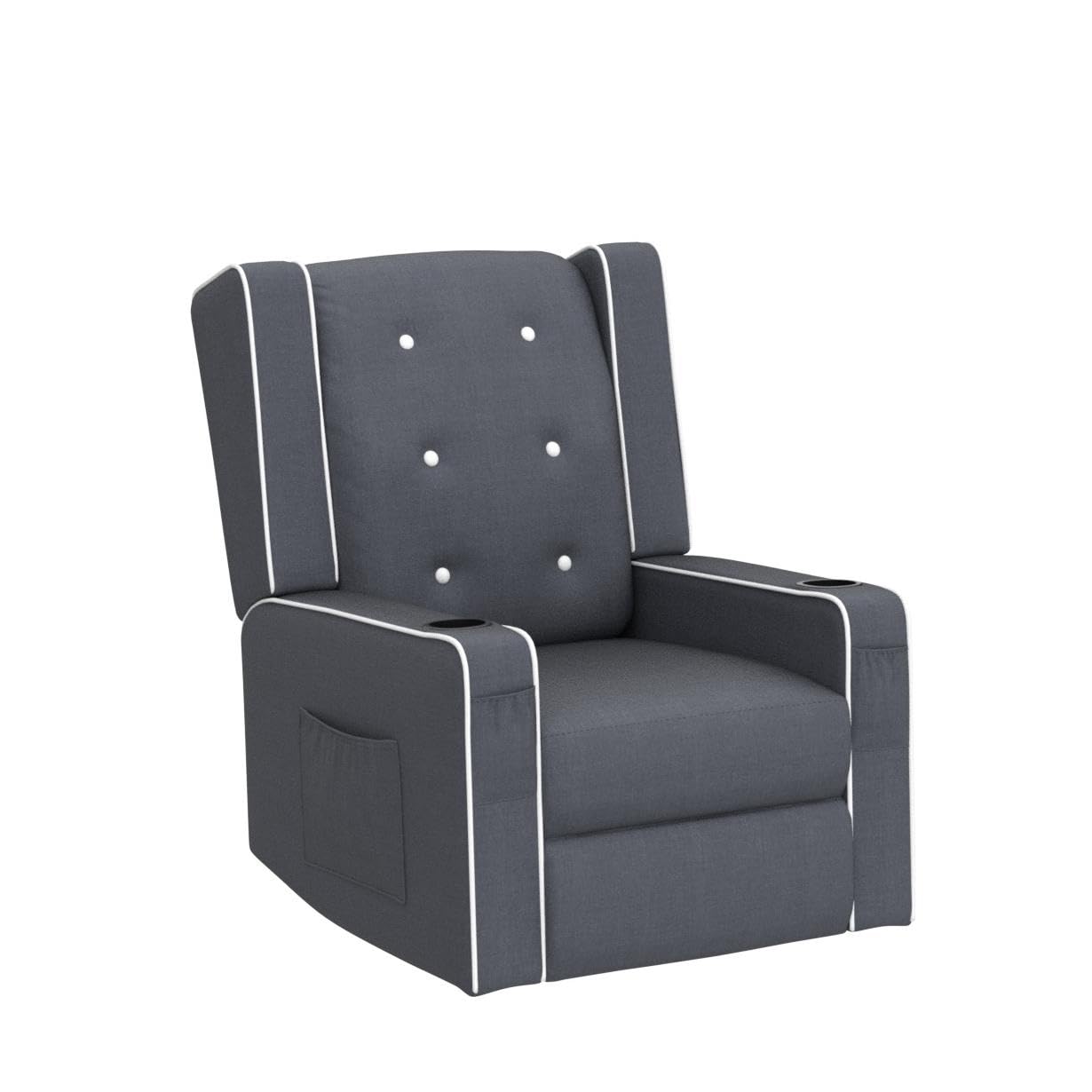 Swivel Rocker Recliner Chair - Upholstered Nursery Glider with Cup Holders | Manual Reclining Rocking Chair for Baby Room, Living Room & Bedroom | Perfect for Nursing, Relaxing & Reading