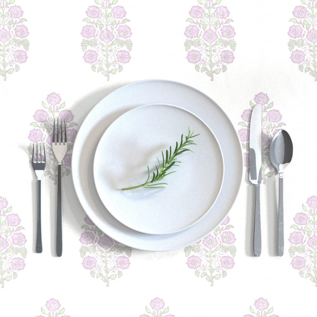 Custom Light Purple Lavender Floral Print Cotton Sateen Tablecloth 70x144 Inches - Elegant Dining Decor for Weddings, Parties & Home Decor | Spoonflower Premium Table Linens