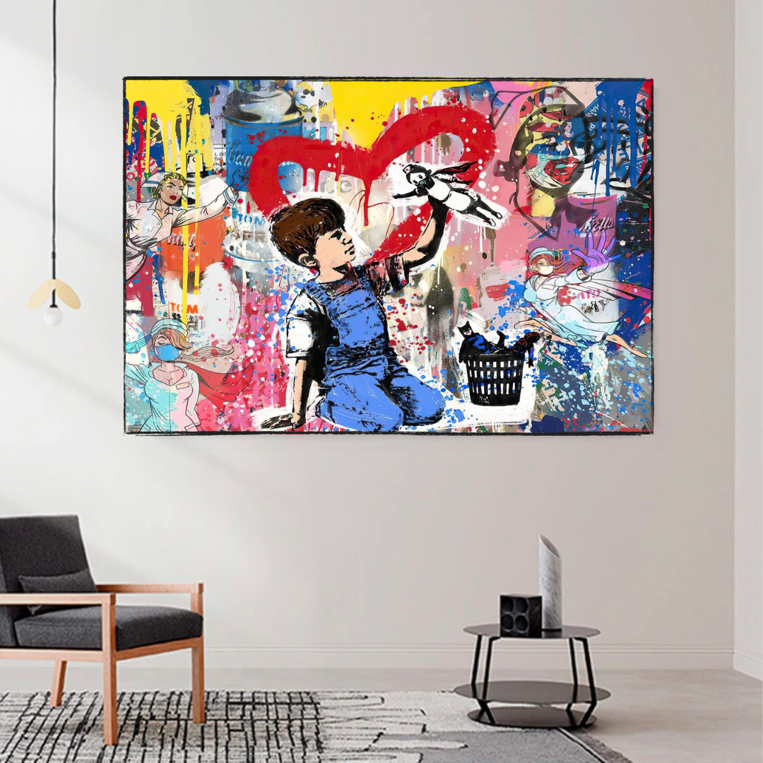 Banksy Life is Beautiful Authentic Artwork Tribute - Street Art Canvas Print for Home & Office Decor