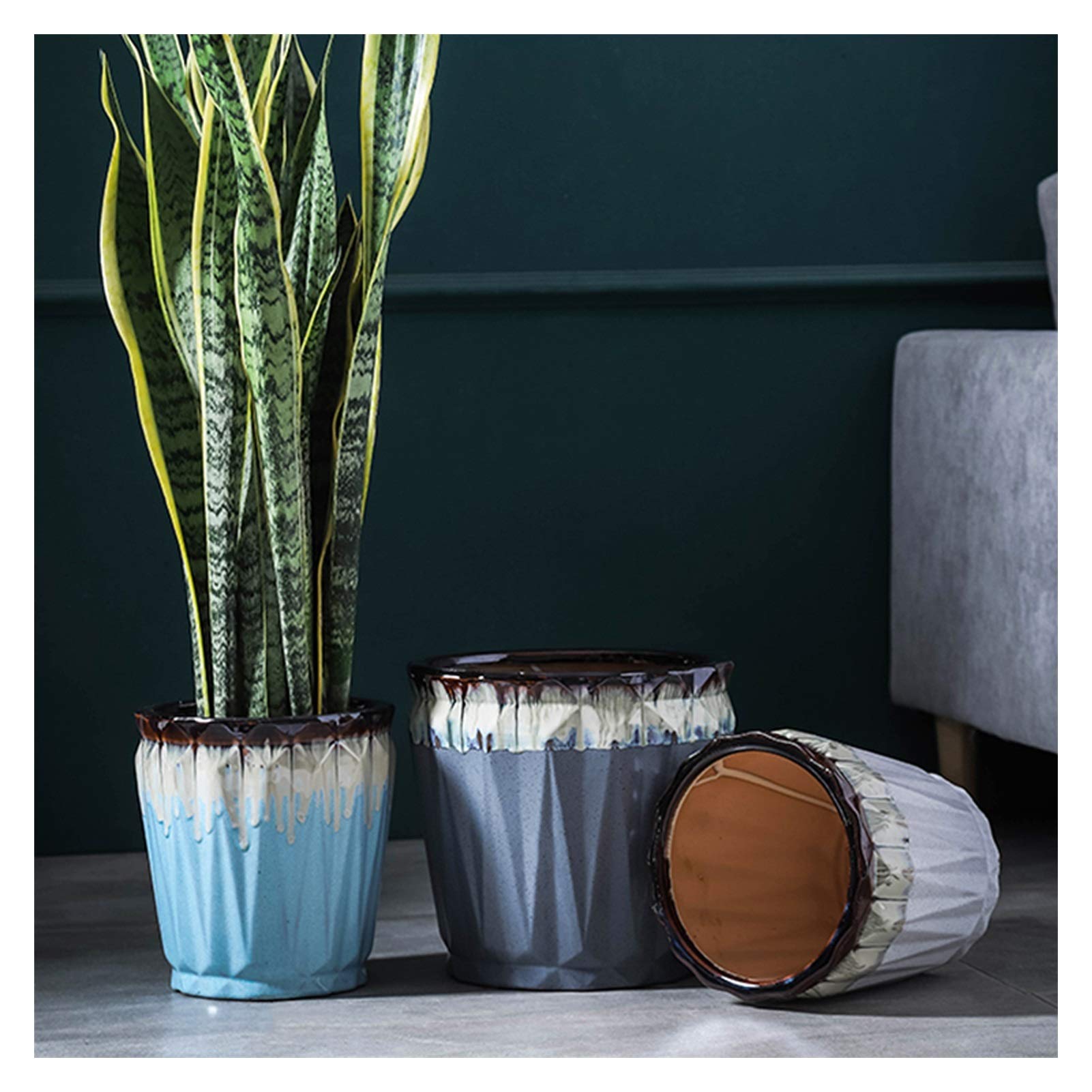 Modern Ceramic Succulent Planter Pots with Drain Hole - Round Flower Pots for All House Plants, Herbs & Flowers - Home, Office & Outdoor Decoration (Red) - Perfect for Indoor Gardening, Balcony Decor & Gift Ideas