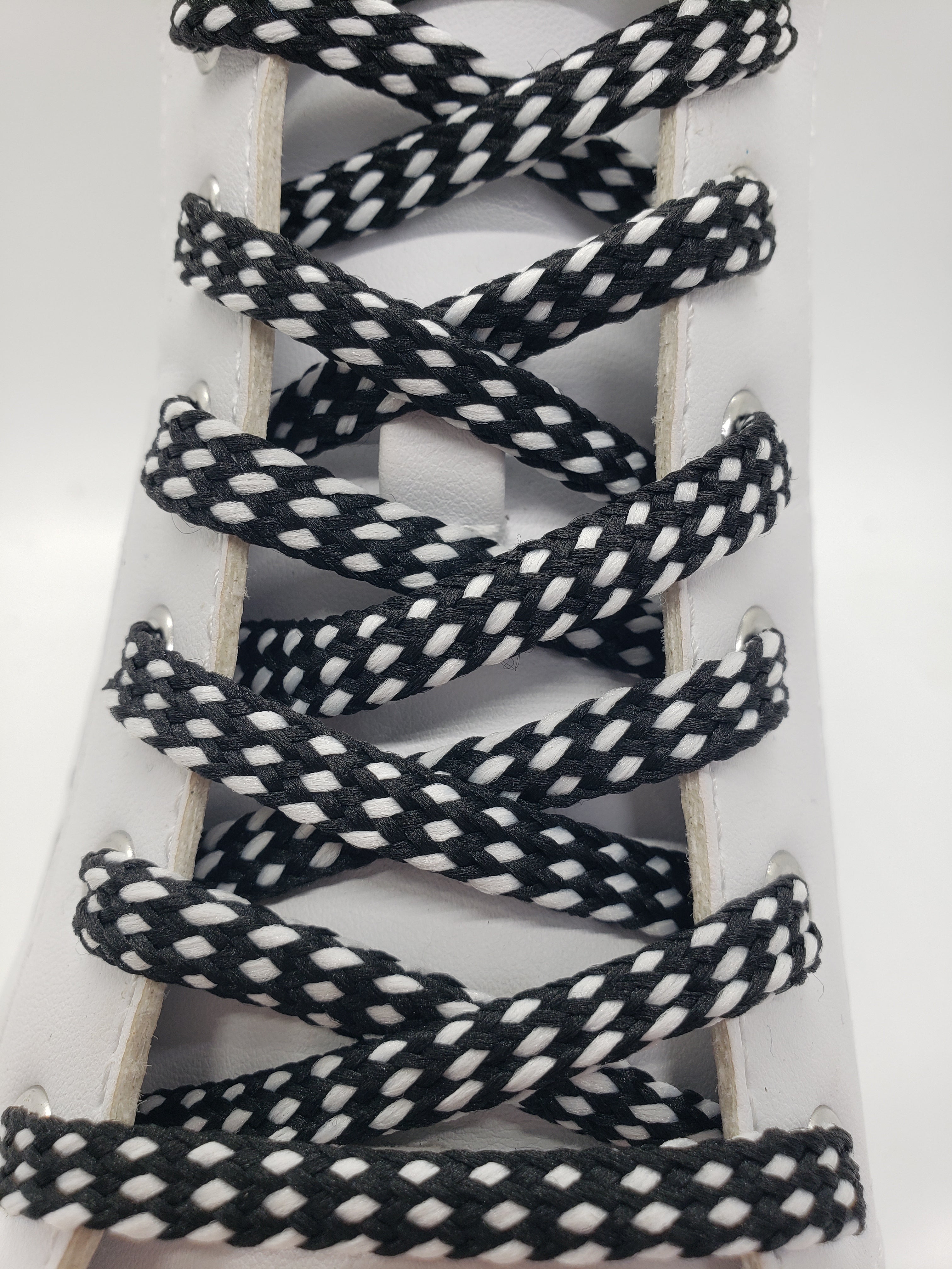 Hybrid Shoelaces - Black with White Accents | No-Tie Elastic Laces for Running, Walking & Sports | Comfortable & Durable Shoe Laces for Men & Women
