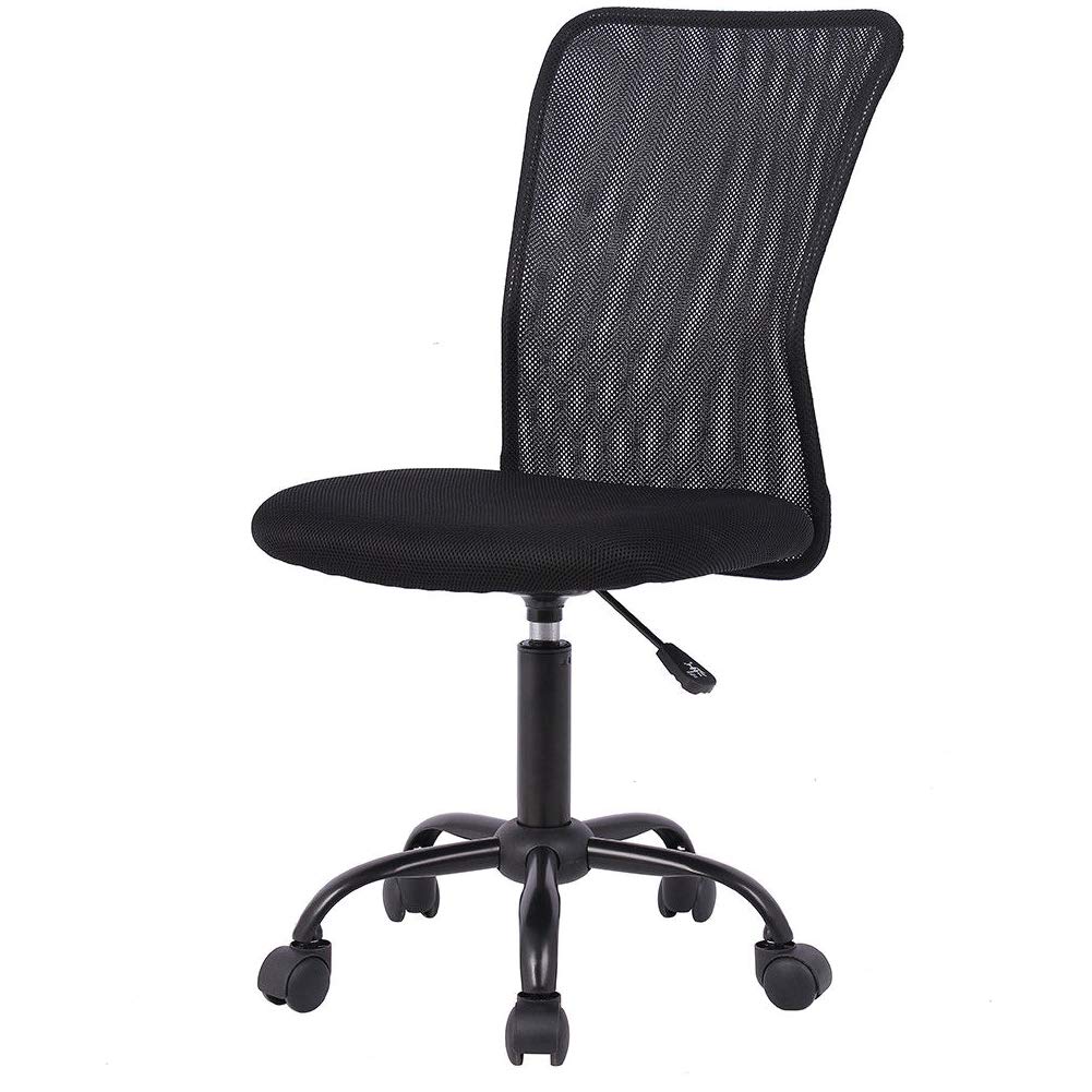 Ergonomic Mesh Office Chair - Armless Small Desk Chair with Lumbar Support, Adjustable Swivel & Mid Back - Modern Black PC Chair for Home Office | Perfect for Small Spaces, Gaming & Remote Work