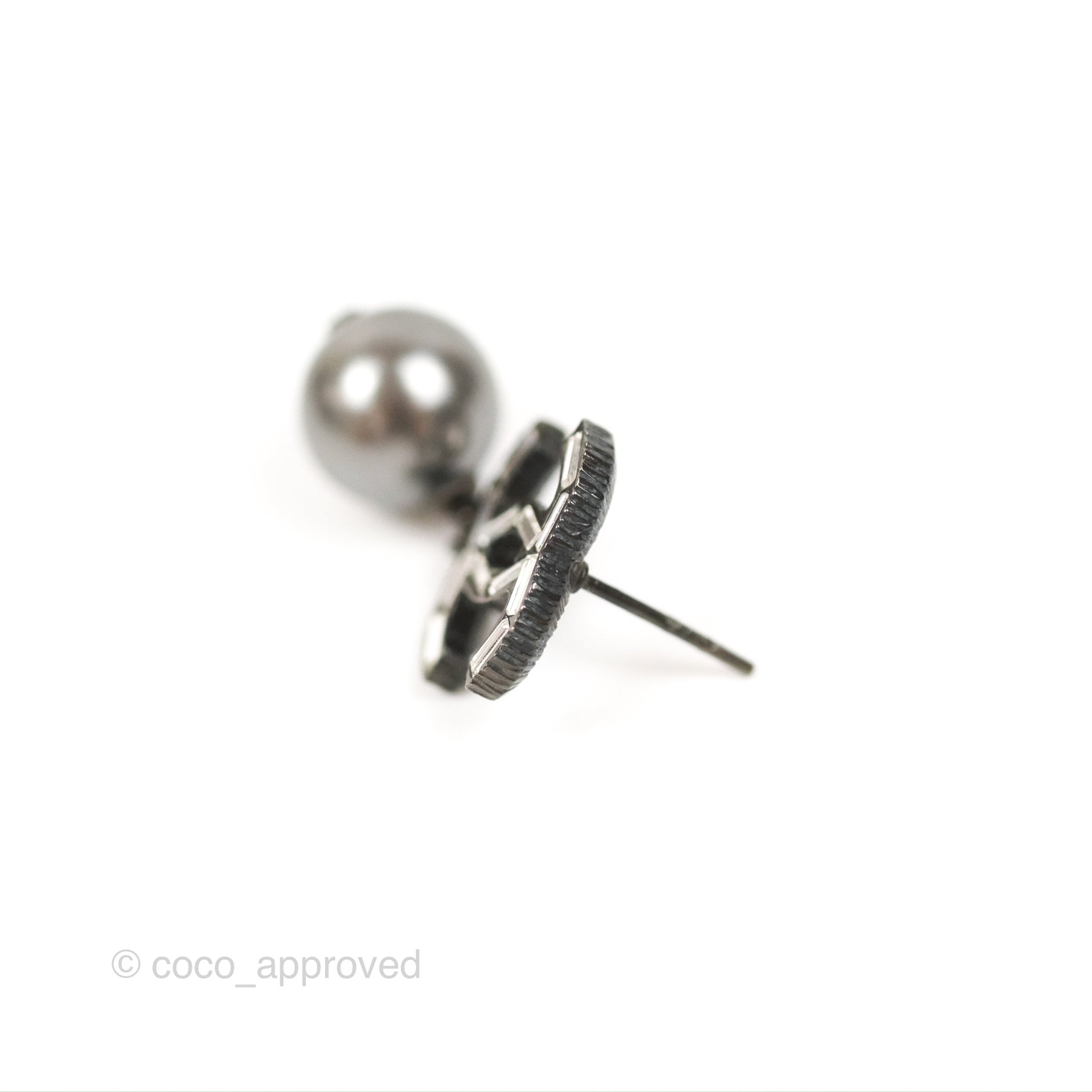 Chanel CC Black Bead Drop Earrings in Gun Metal - 19A Collection | Luxury Fashion Jewelry for Women | Perfect for Evening Parties & Special Occasions