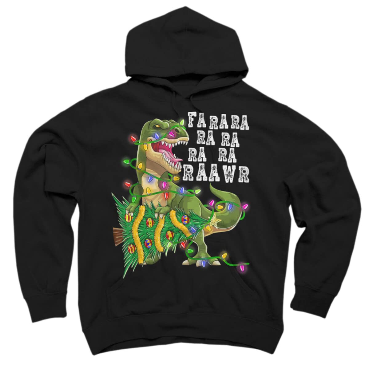 Design By Humans Unisex Dinosaur Christmas Pullover Hoodie - Cozy Winter Sweatshirt for Men & Women - Perfect for Holiday Gifts, Casual Wear & Festive Outfits