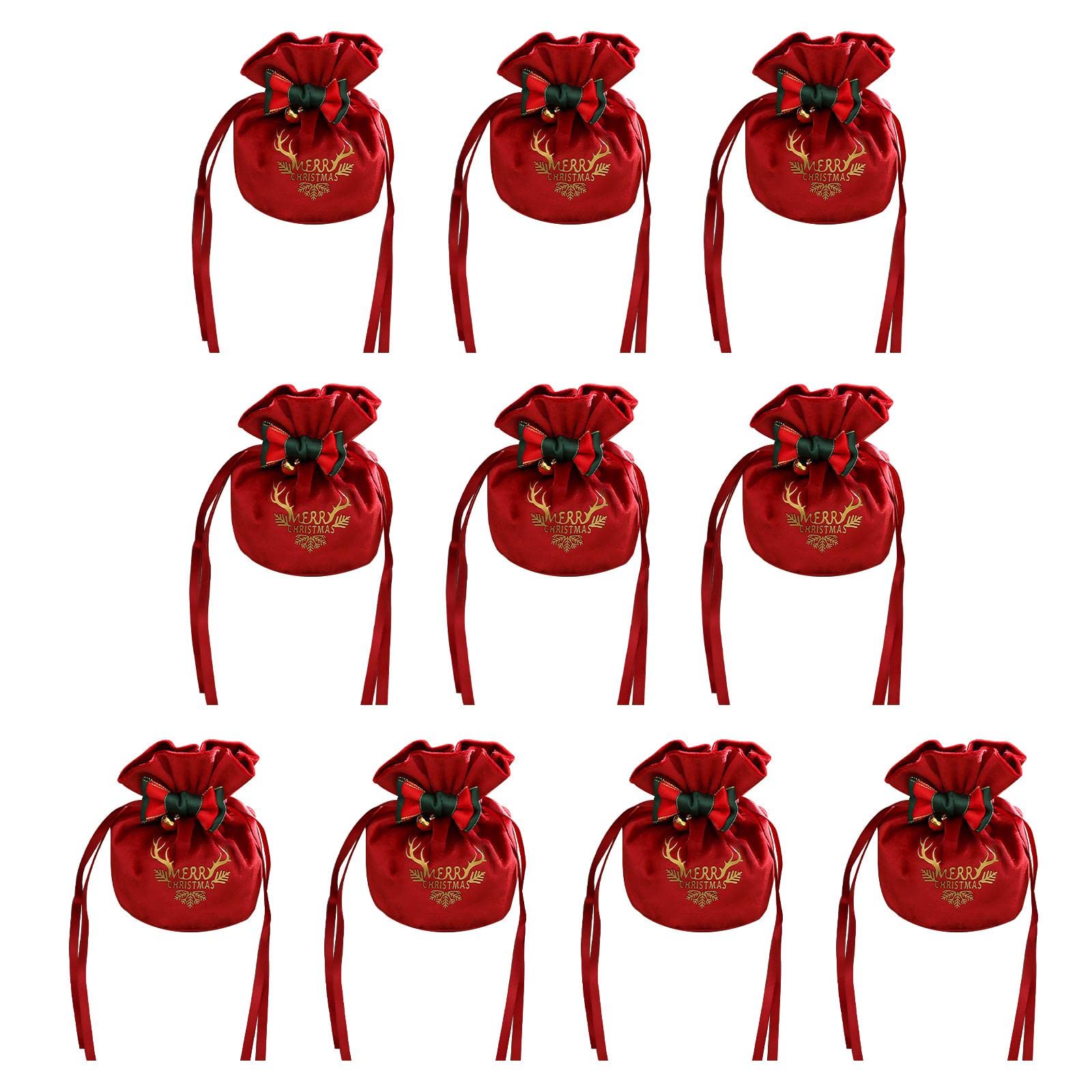 Christmas Santa Gift Bags - Velvet Drawstring Pouches for Holiday Party Favors, Xmas Tree Ornaments & Apple Gift Wrapping | Soft Velvet Party Favor Supplies for Christmas Celebrations, Office Gifts & Festive Home Decor