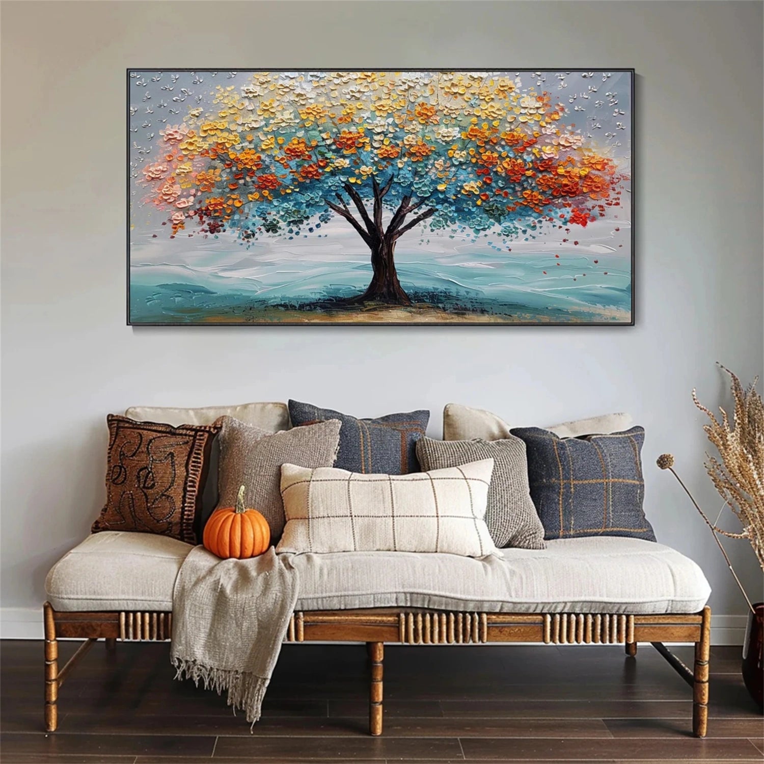 Flower and Tree Painting Wall Art - Handmade Canvas Print #FT099 - Perfect for Living Room, Bedroom & Office Decor