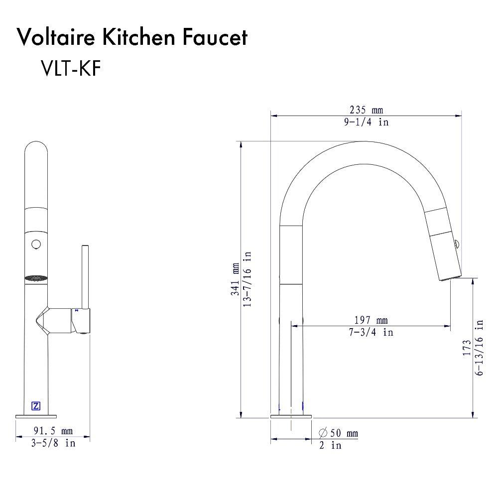 ZLINE Voltaire Single Handle Pull Down Kitchen Faucet in Brushed Nickel - Modern High Arc Sprayer for Sink, Perfect for Cooking & Dishwashing (VLT KF BN)