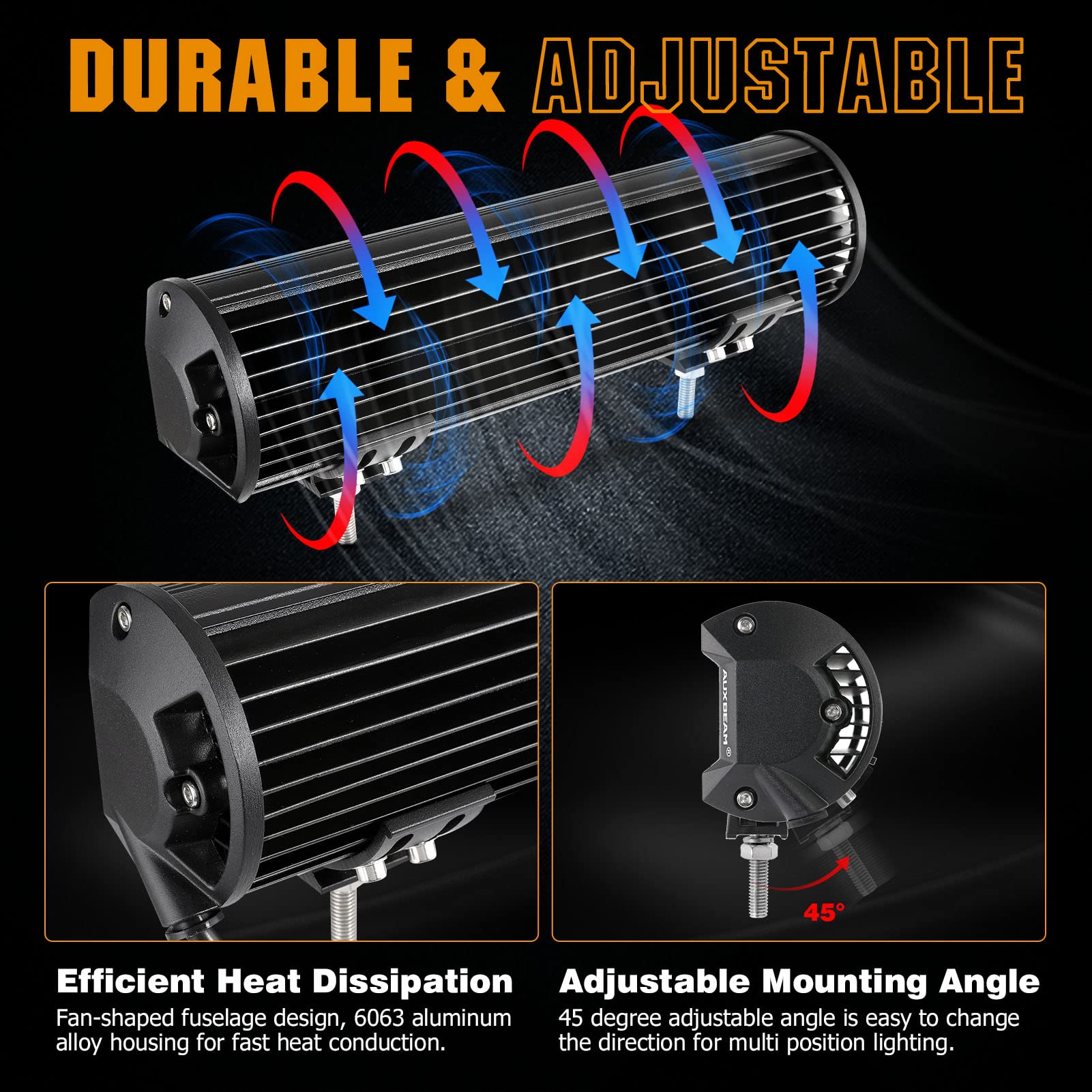 Auxbeam 12 Inch 300W LED Light Bar - Amber & White Strobe with 6 Flashing Modes | Offroad, Emergency, Fog Light for Trucks, Cars, ATVs, Jeeps, Boats | Perfect for Off-Roading, Emergency Signaling, and Nighttime Visibility