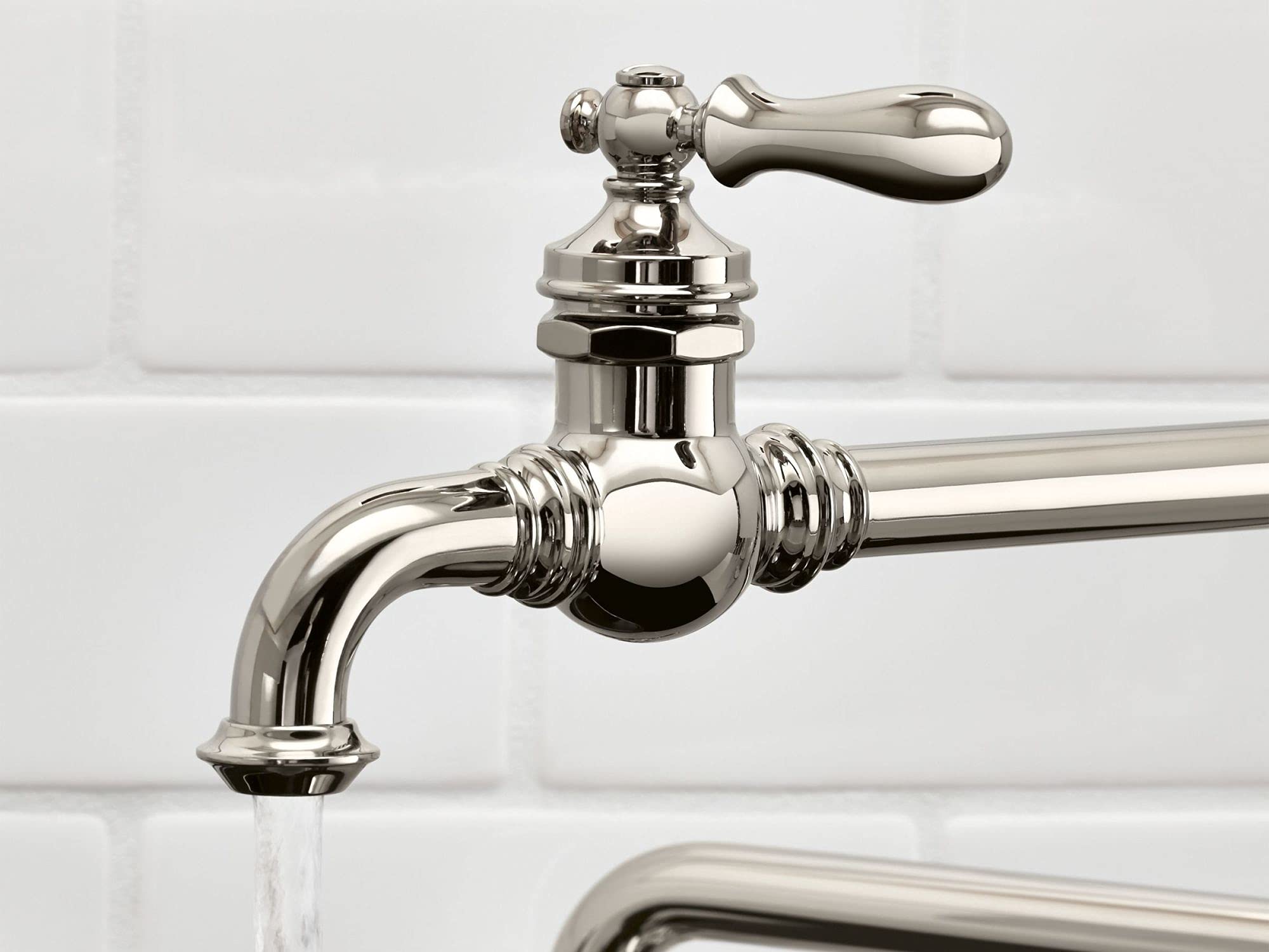 KOHLER 99270-CP Artifacts Wall-Mount Pot Filler Faucet in Polished Chrome - Kitchen Sink Pot Filler for Easy Cooking & Filling Pots - Perfect for Home Chefs & Busy Kitchens