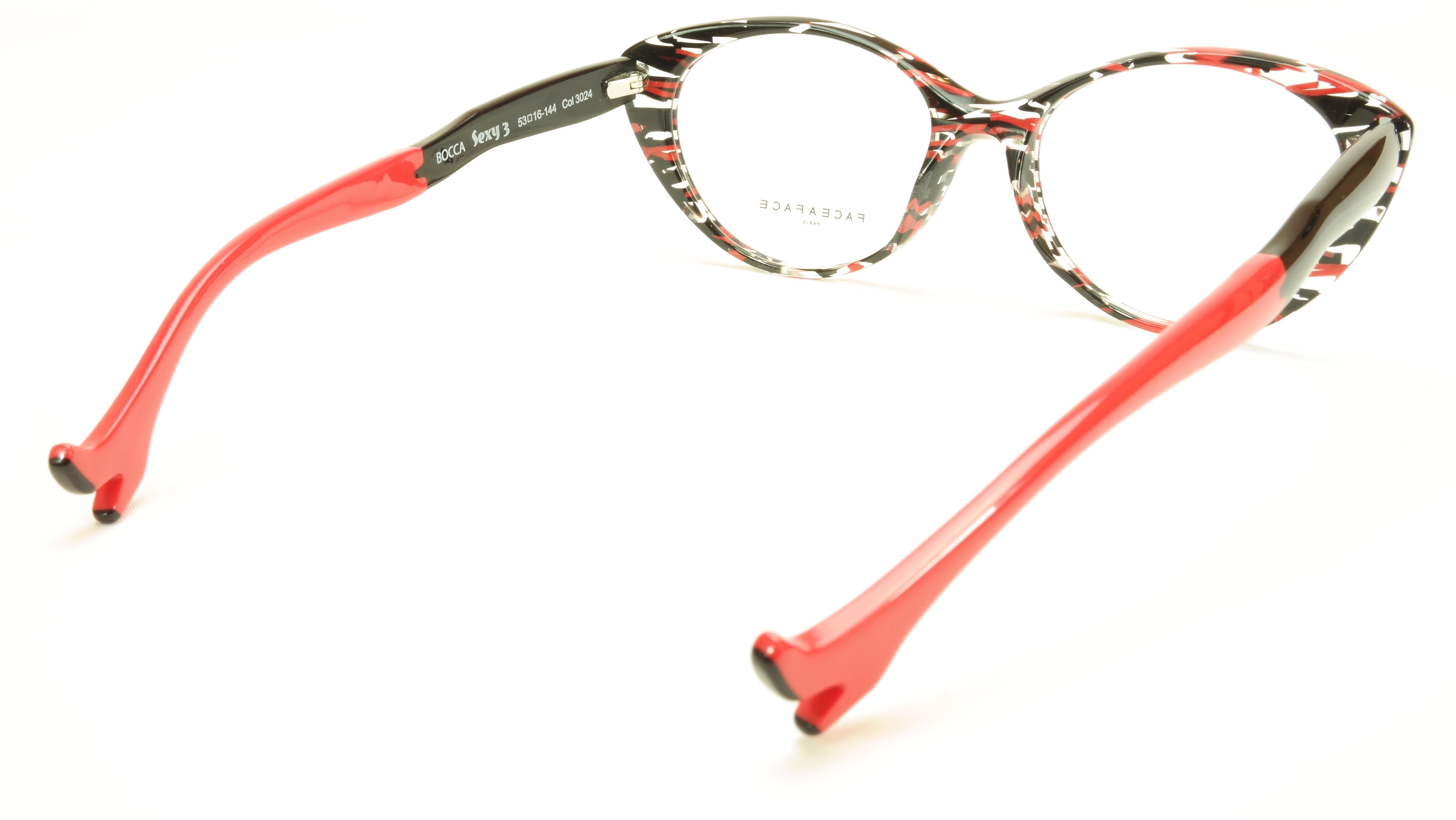 Face A Face Bocca Sexy 3 Color 3024 Transparent Red Black Eyeglasses - Stylish & Lightweight for Women's Fashion, Office Wear & Night Out